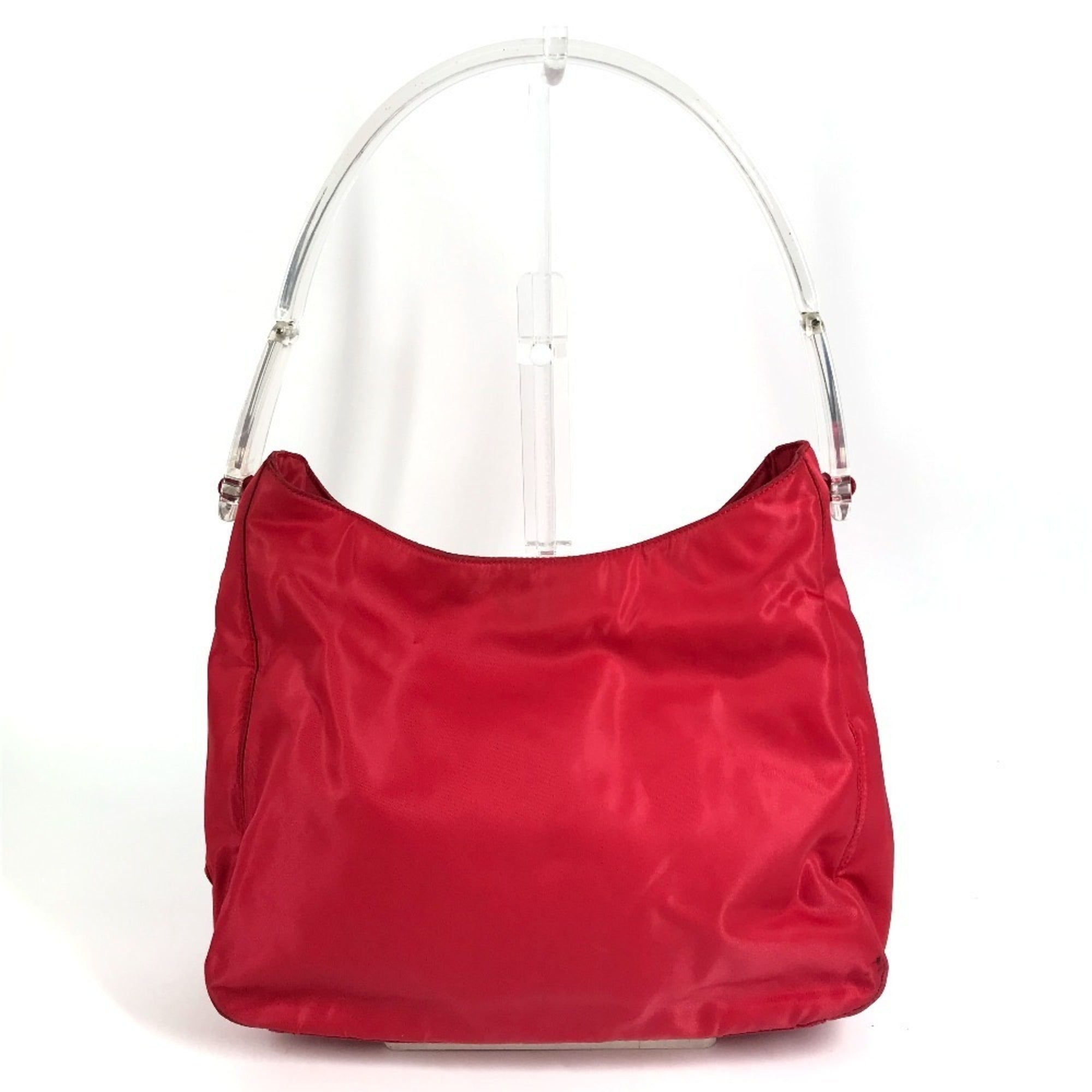 Prada Red Color Nylon Handbag Shoulder Bag (Pre-Owned)