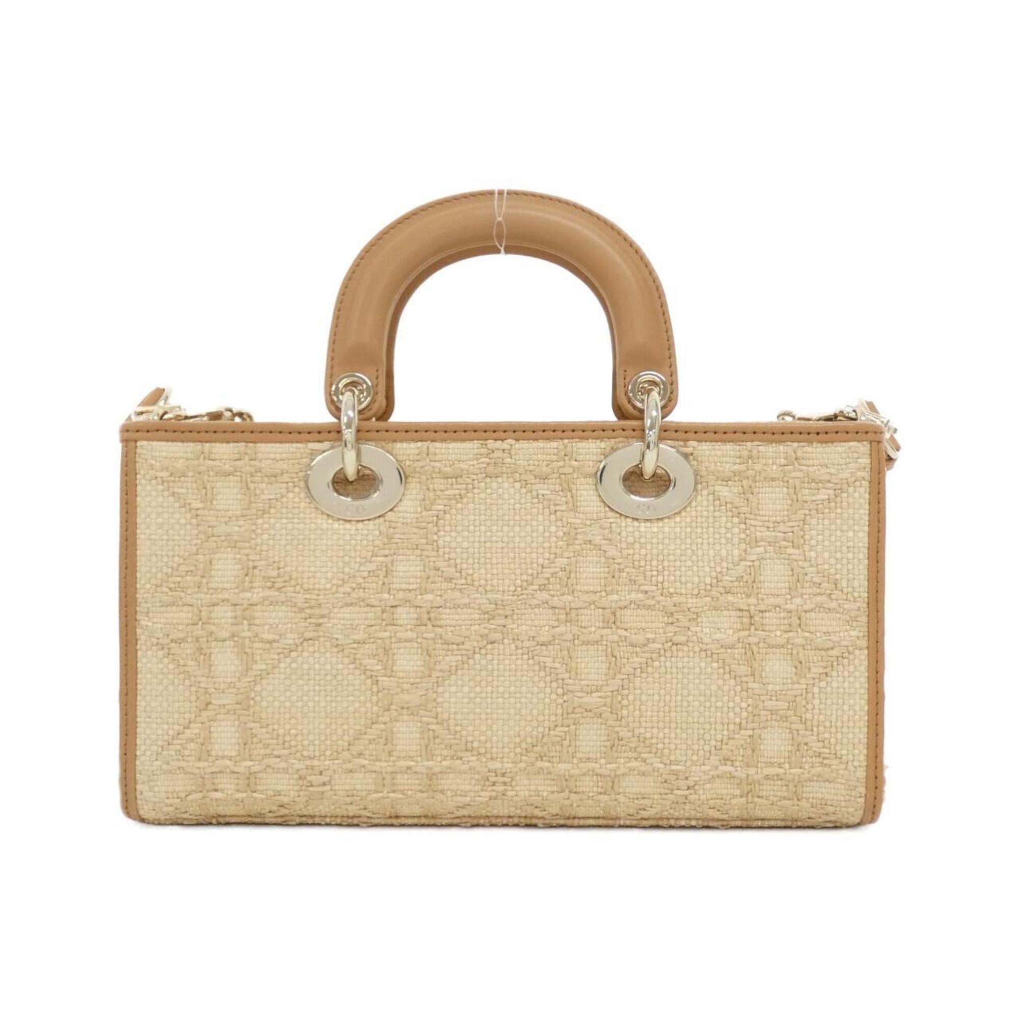 Christian Dior Beige Raffia Leather Handbag (Pre-Owned)