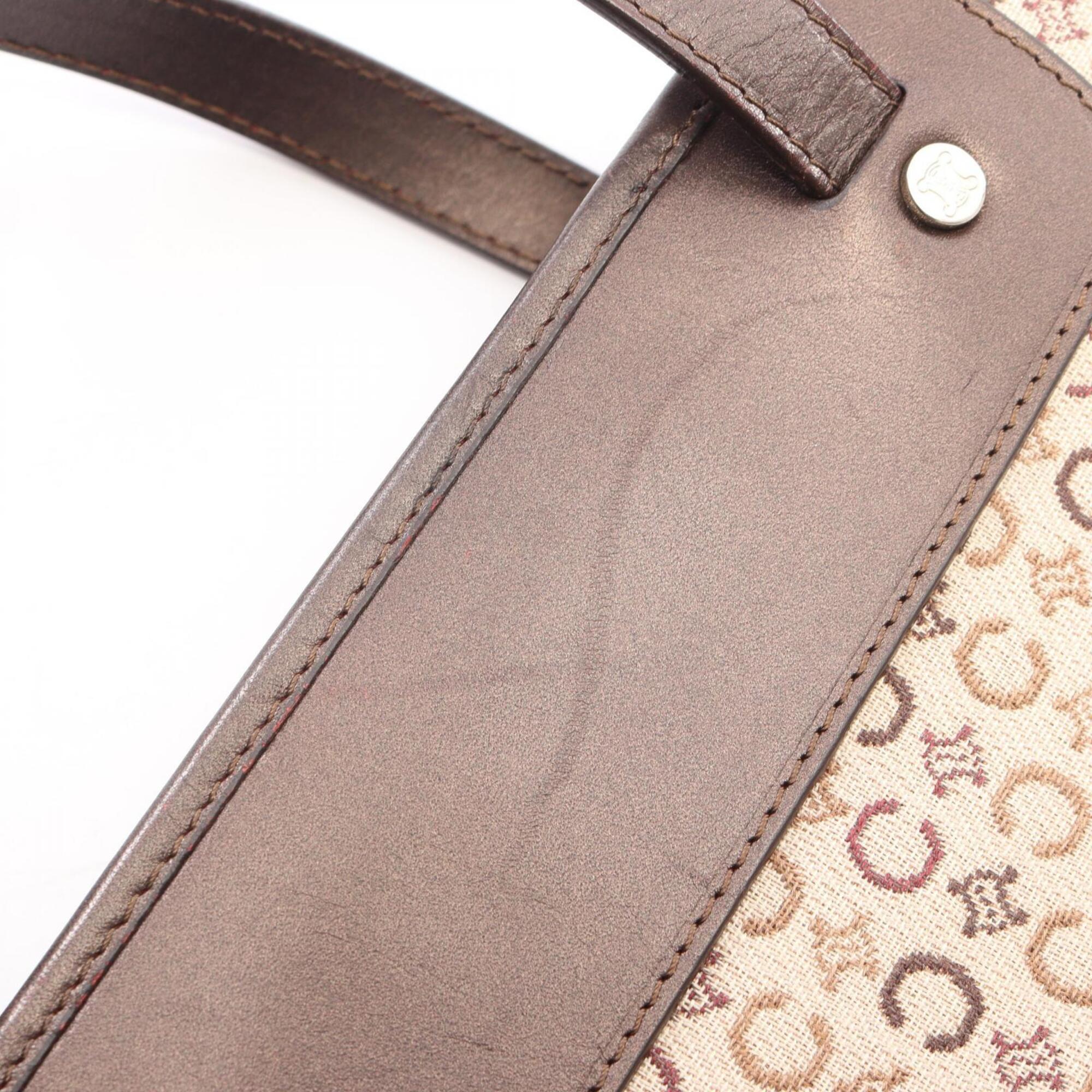Celine Beige Brown Canvas Leather Handbag (Pre-Owned)