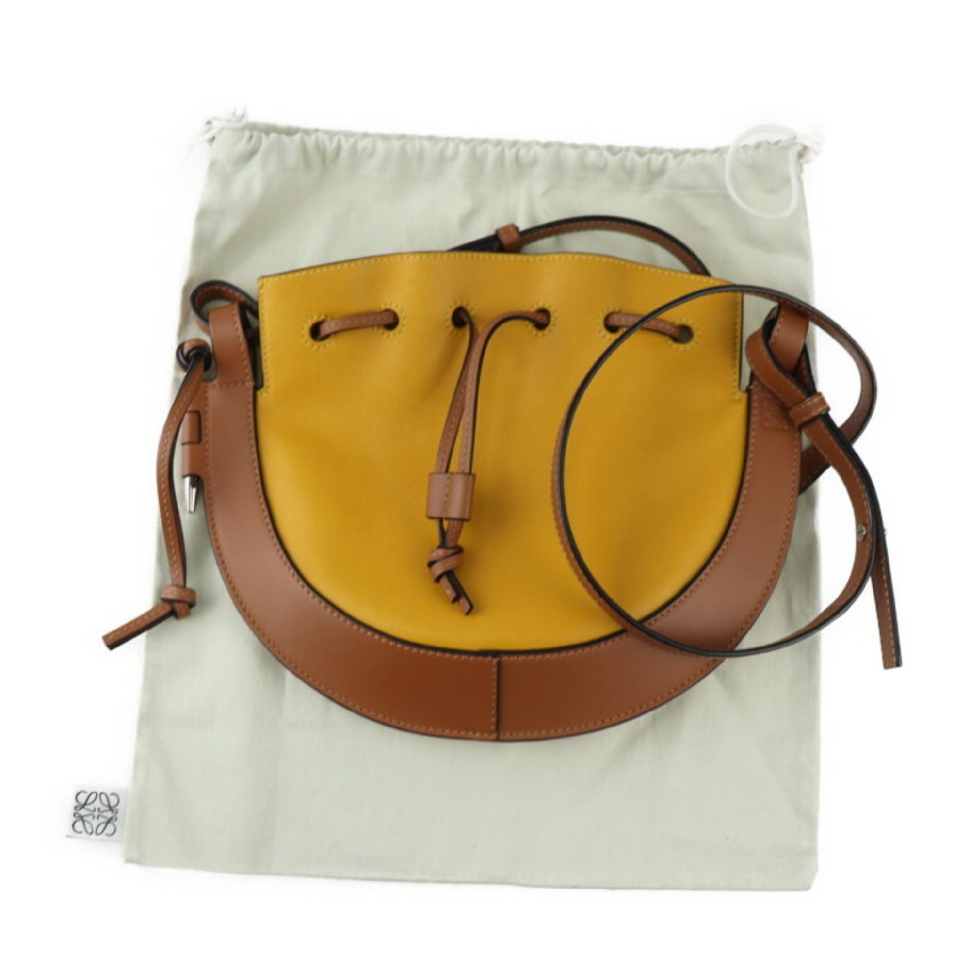 Loewe Brown Yellow Leather Handbag Shoulder Bag Tote Bag (Pre-Owned)