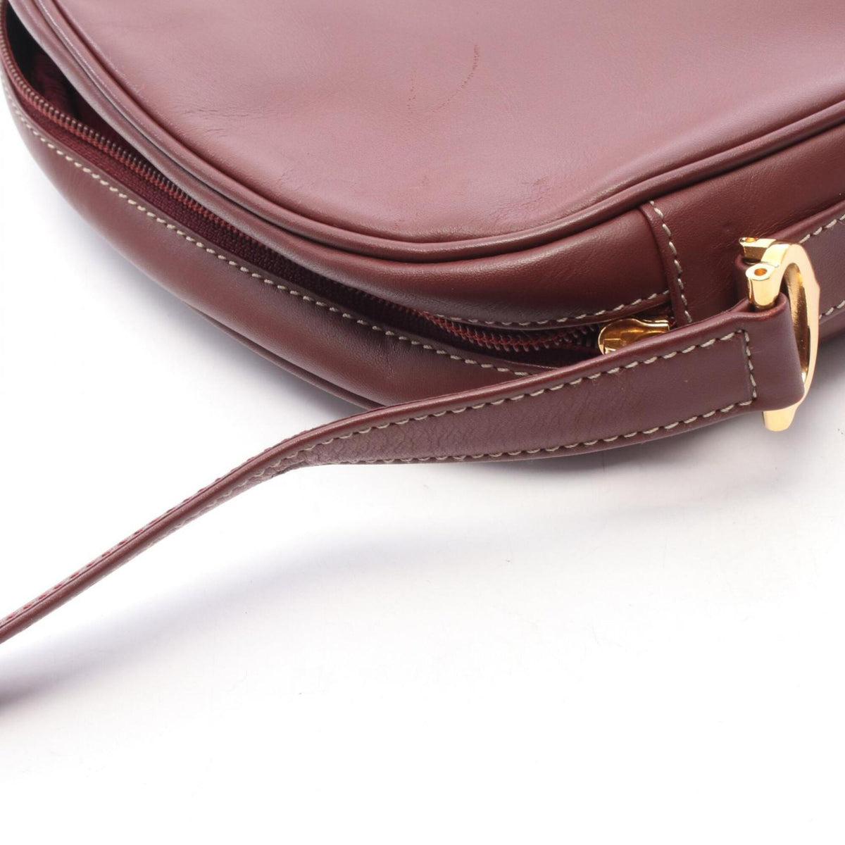 Cartier Bordeaux Leather Handbag Shoulder Bag (Pre-Owned)