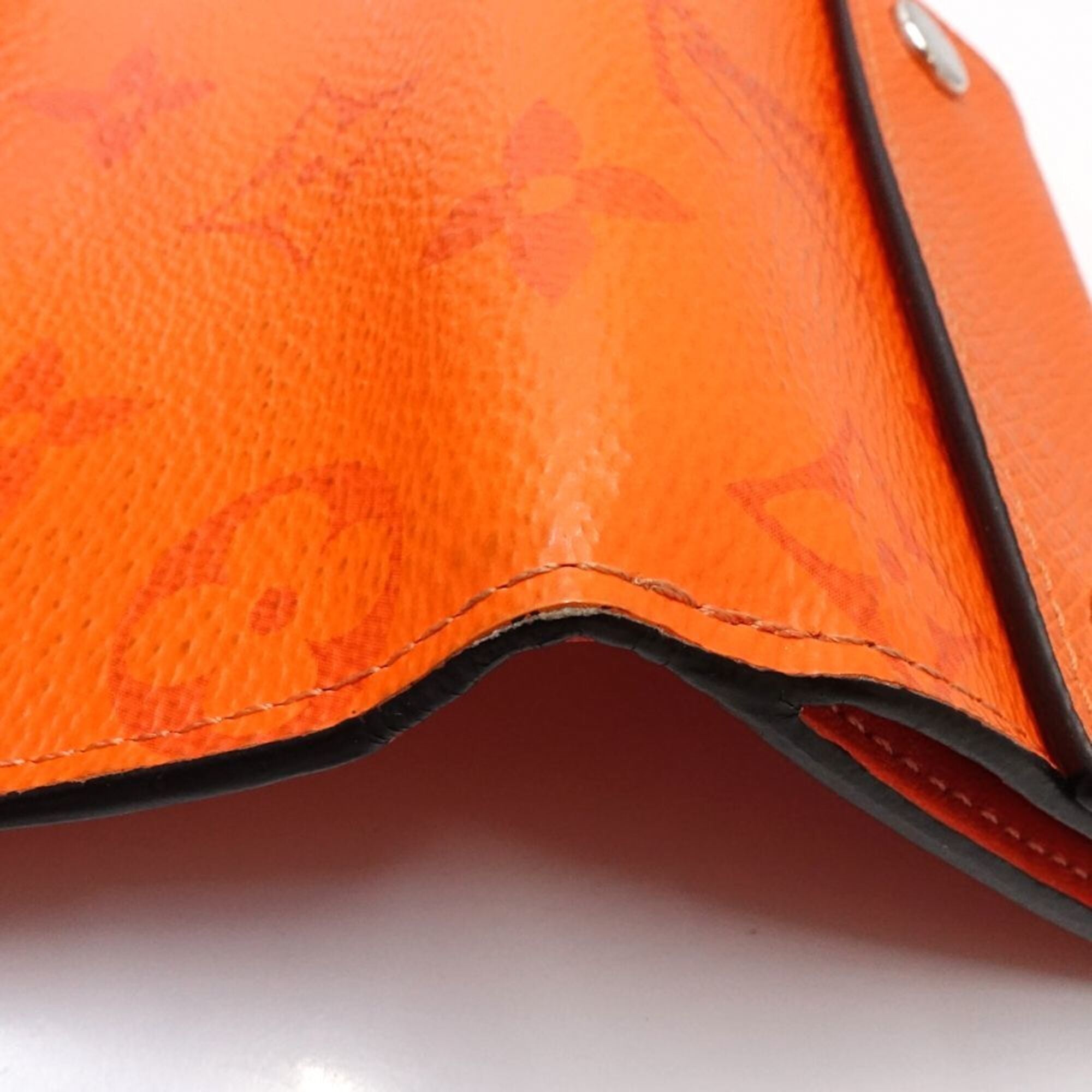 Louis Vuitton Taigarama Orange Leather Wallet (Tri-Fold) (Pre-Owned)