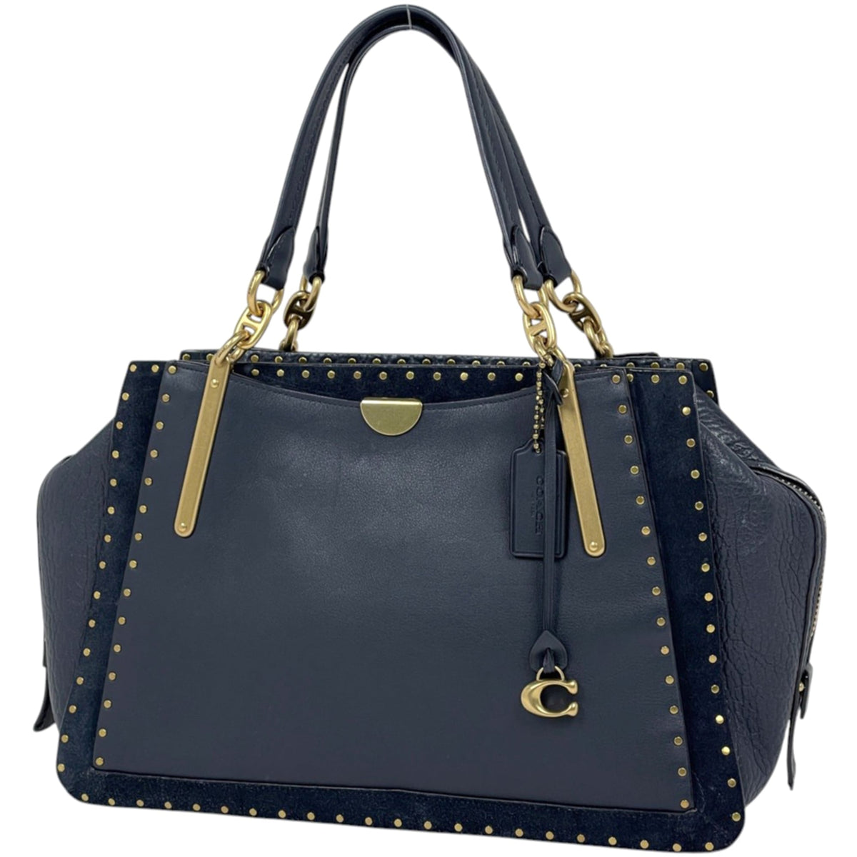 Coach Navy Leather Handbag (Pre-Owned)