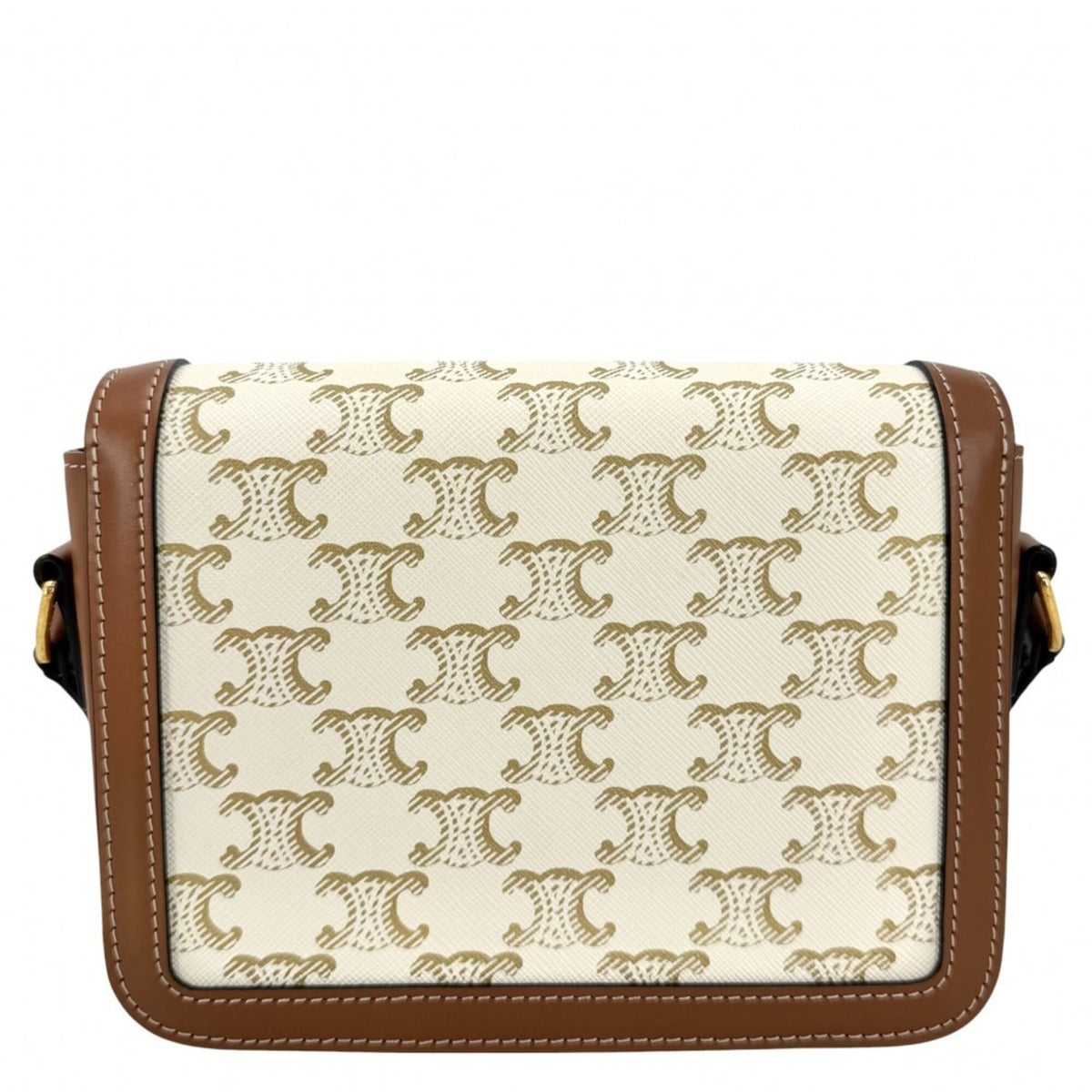 Celine Brown White Pvc Coated Canvas Leather Shoulder Bag (Pre-Owned)