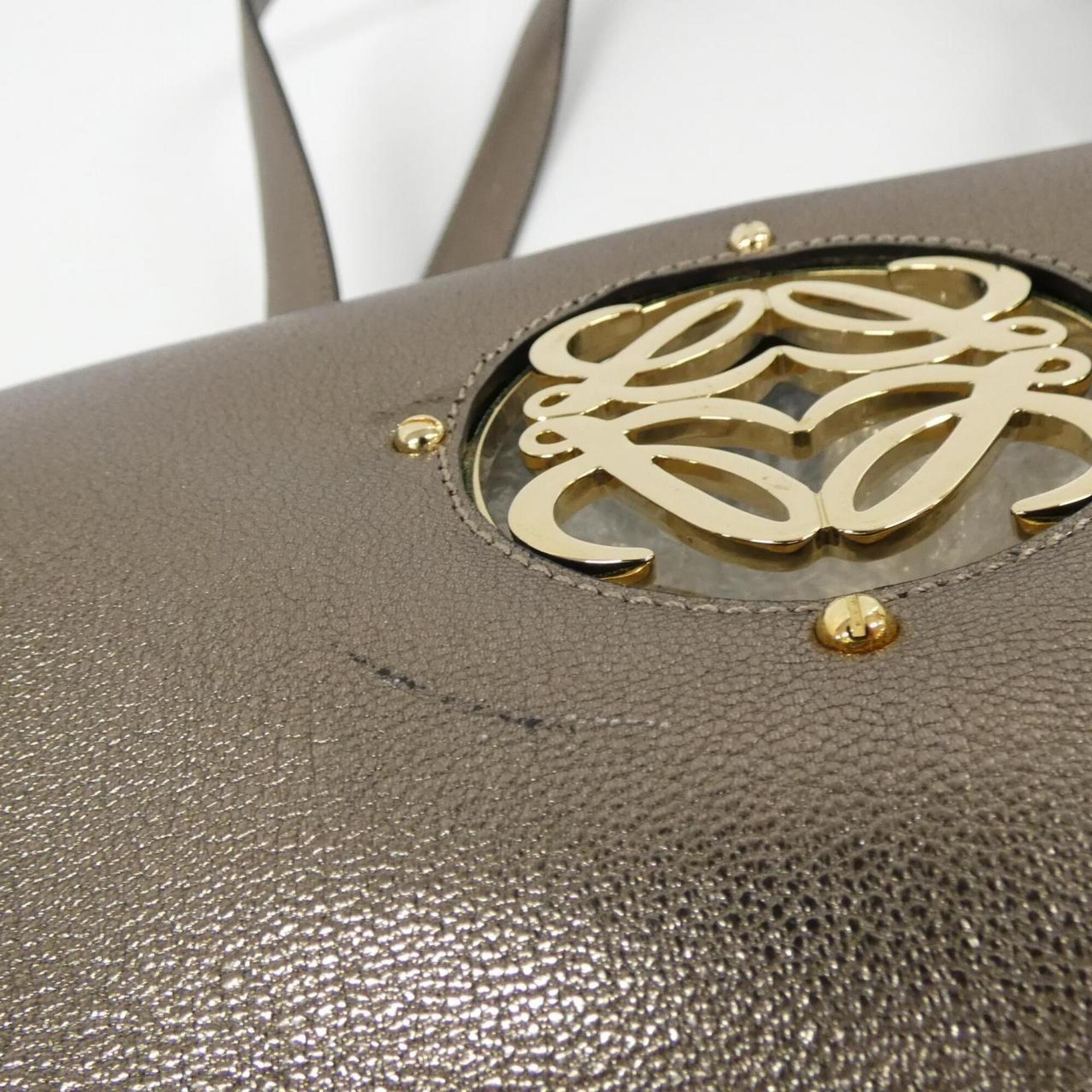 Loewe Beige Beige Gold Gold Leather Handbag Tote Bag (Pre-Owned)