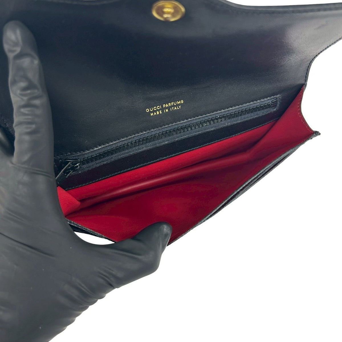 Gucci Black Green Red Color Canvas Leather Pouch (Pre-Owned)