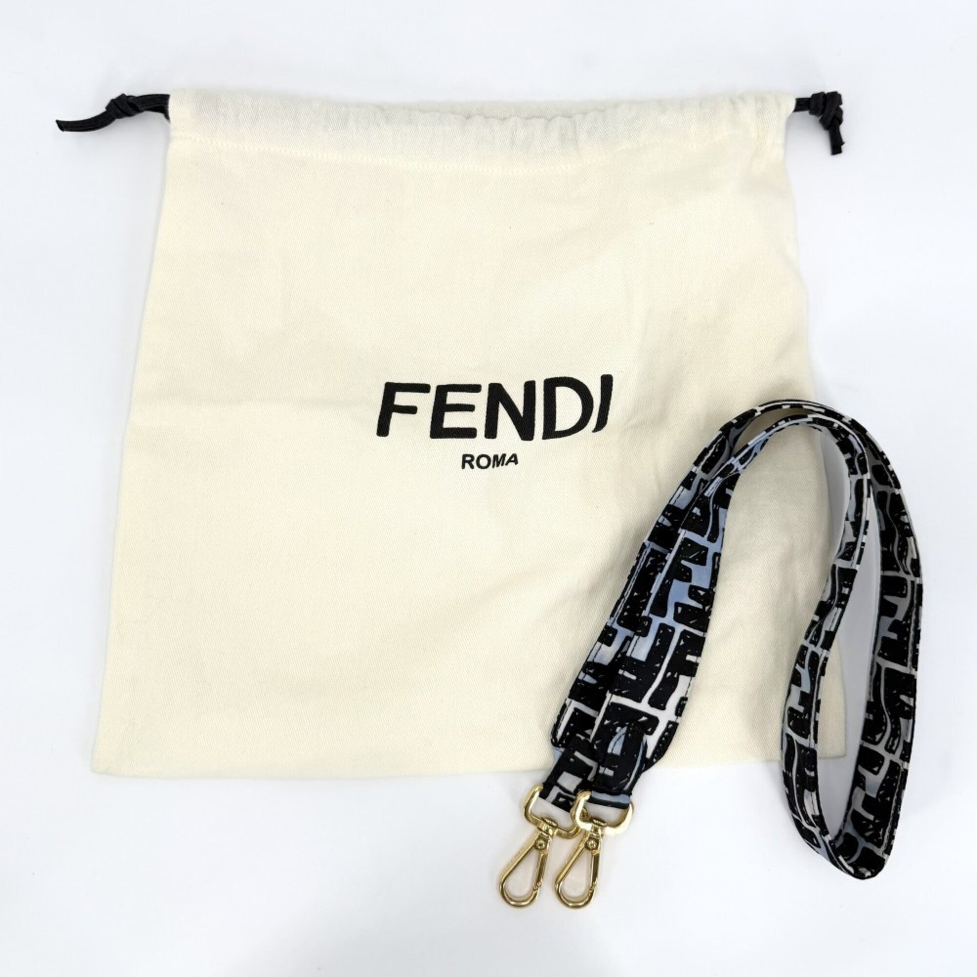 Fendi Black Blue White Nylon Shoulder Bag Sling Bag (Pre-Owned)
