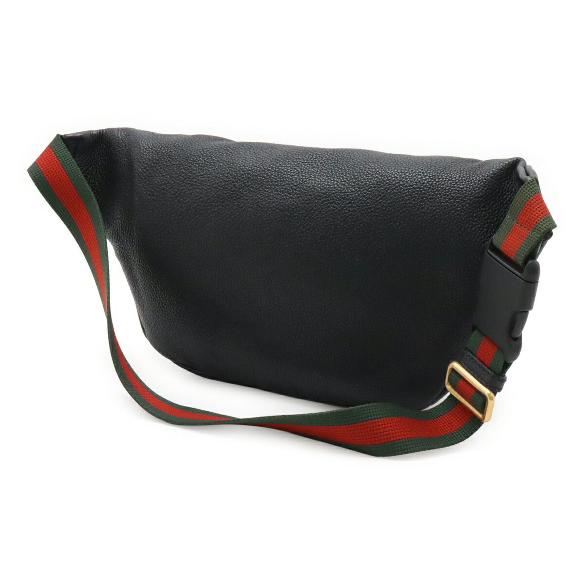 Gucci Black Green Red Color Leather Fanny Pack Sling Bag (Pre-Owned)