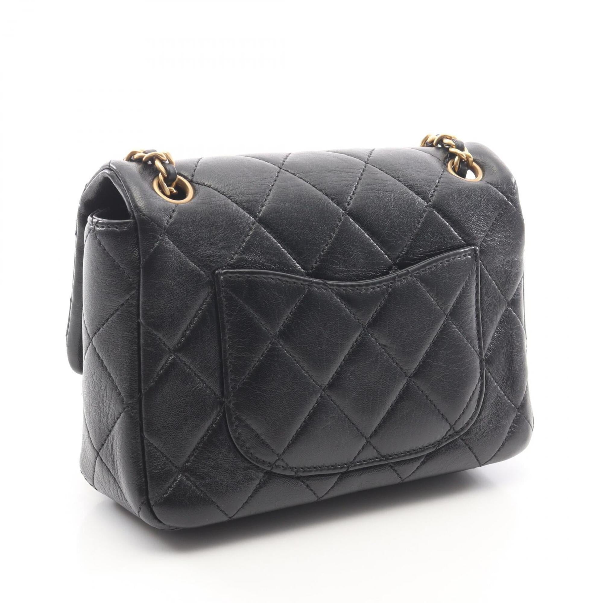 Chanel Black Leather Handbag Shoulder Bag (Pre-Owned)