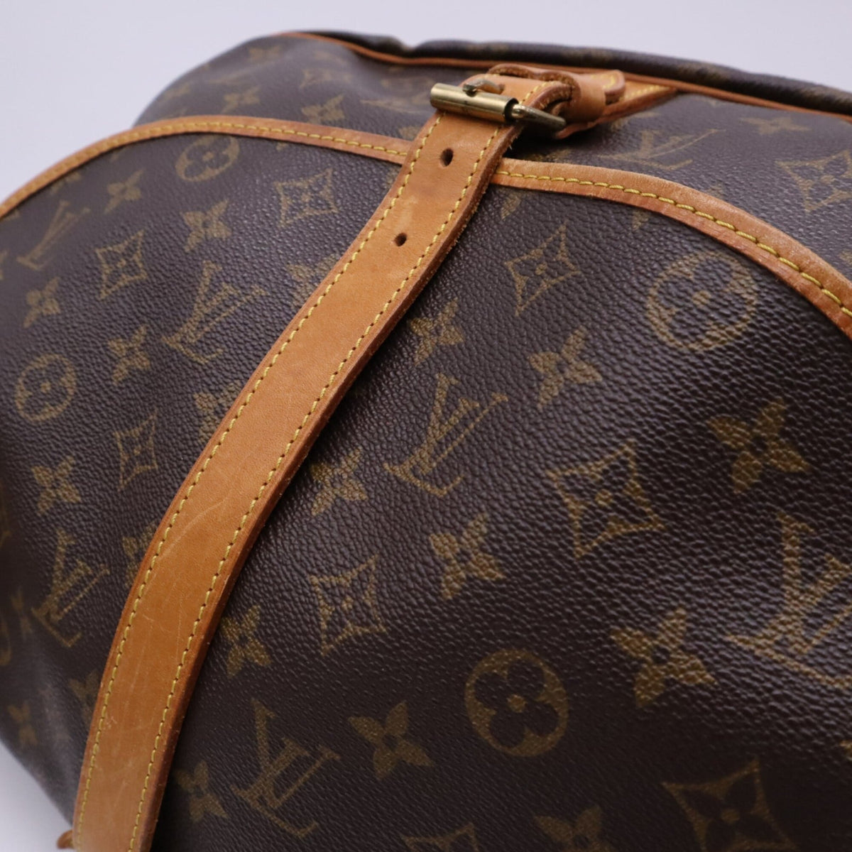 Louis Vuitton Monogram Beige Brown Coated Canvas Leather Shoulder Bag (Pre-Owned)