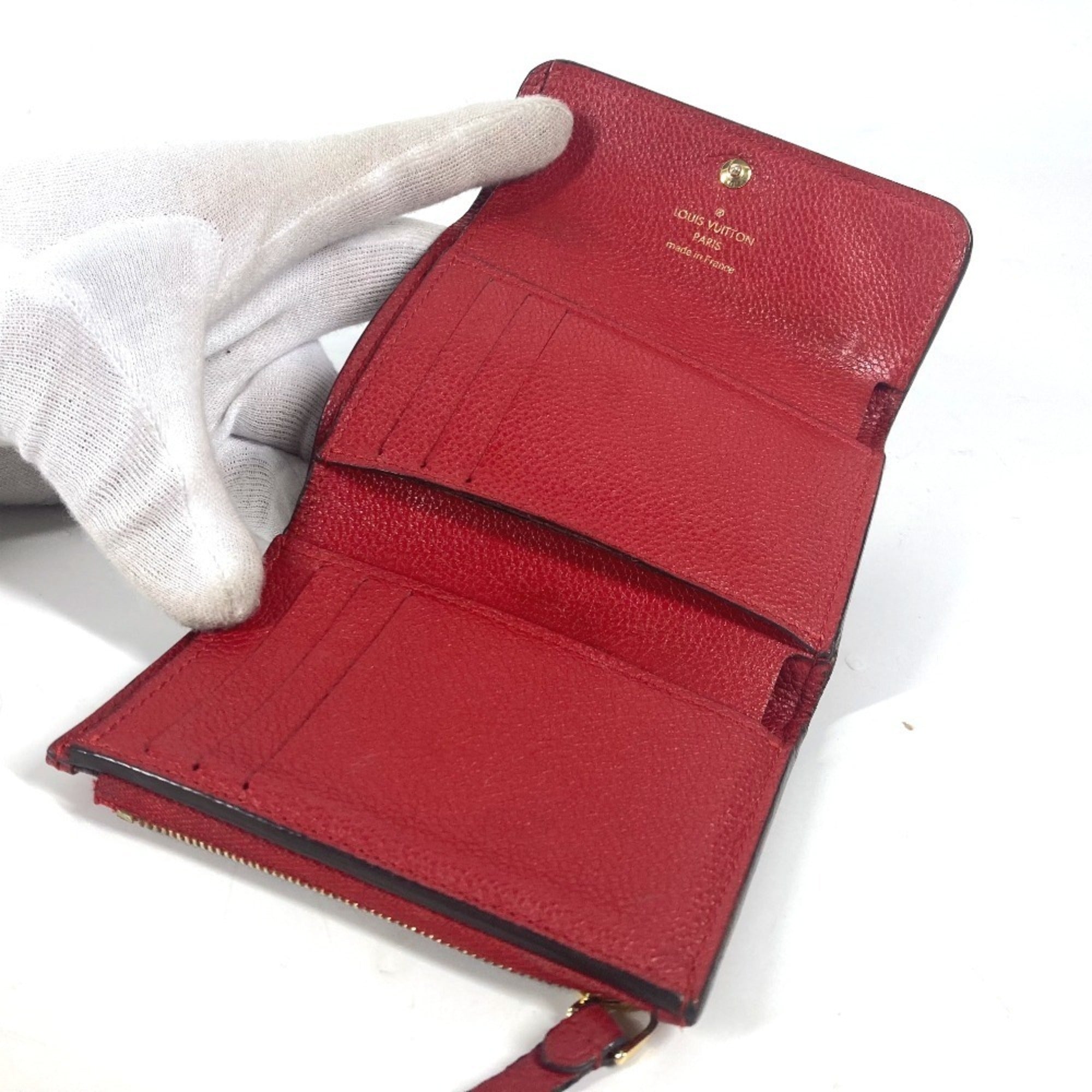 Louis Vuitton Cerise Red Color Monogram Empreinte Wallet (Tri-Fold) (Pre-Owned)