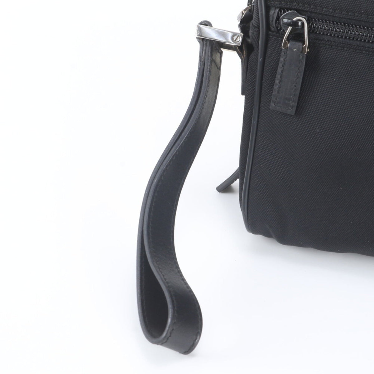 Gucci Black Leather Canvas Clutch Bag Pouch (Pre-Owned)