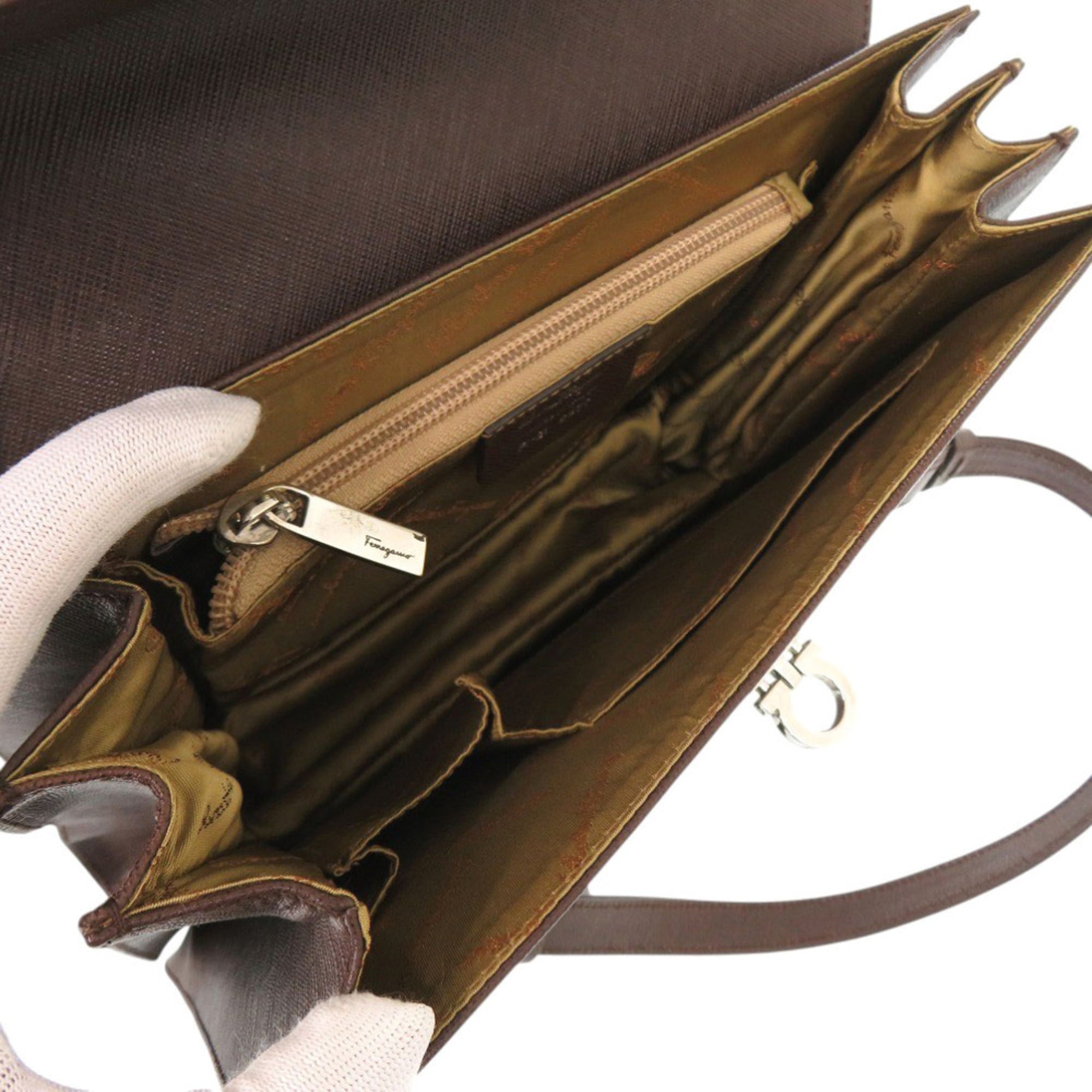 Salvatore Ferragamo Brown Leather Handbag (Pre-Owned)