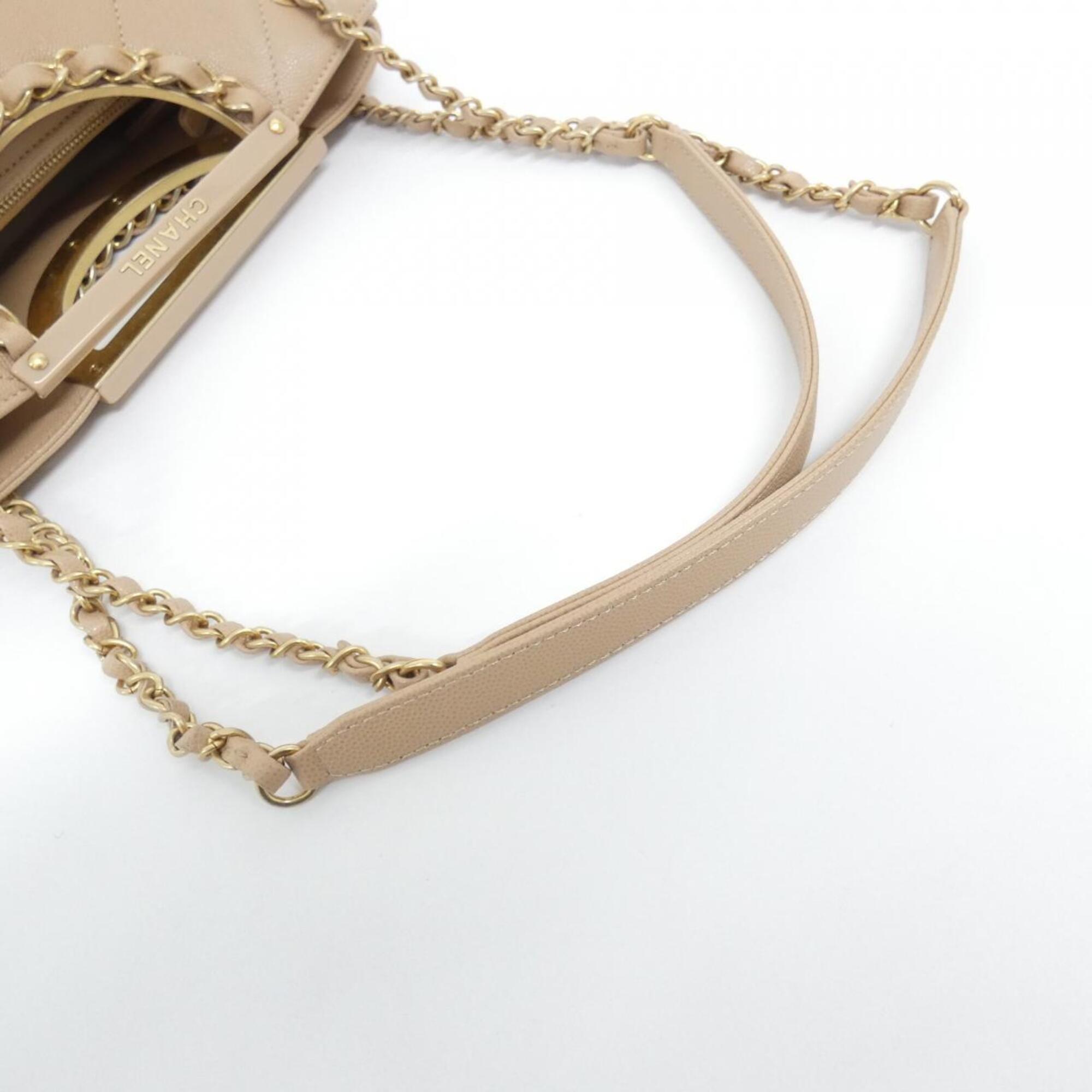 Chanel Beige Grained Calfskin Pouch Shoulder Bag (Pre-Owned)