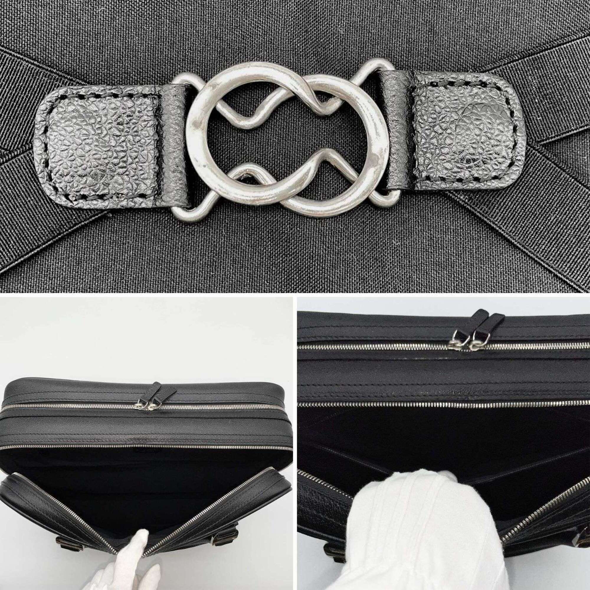 Bvlgari Millerighe Black Leather Metal Boston Bag (Pre-Owned)