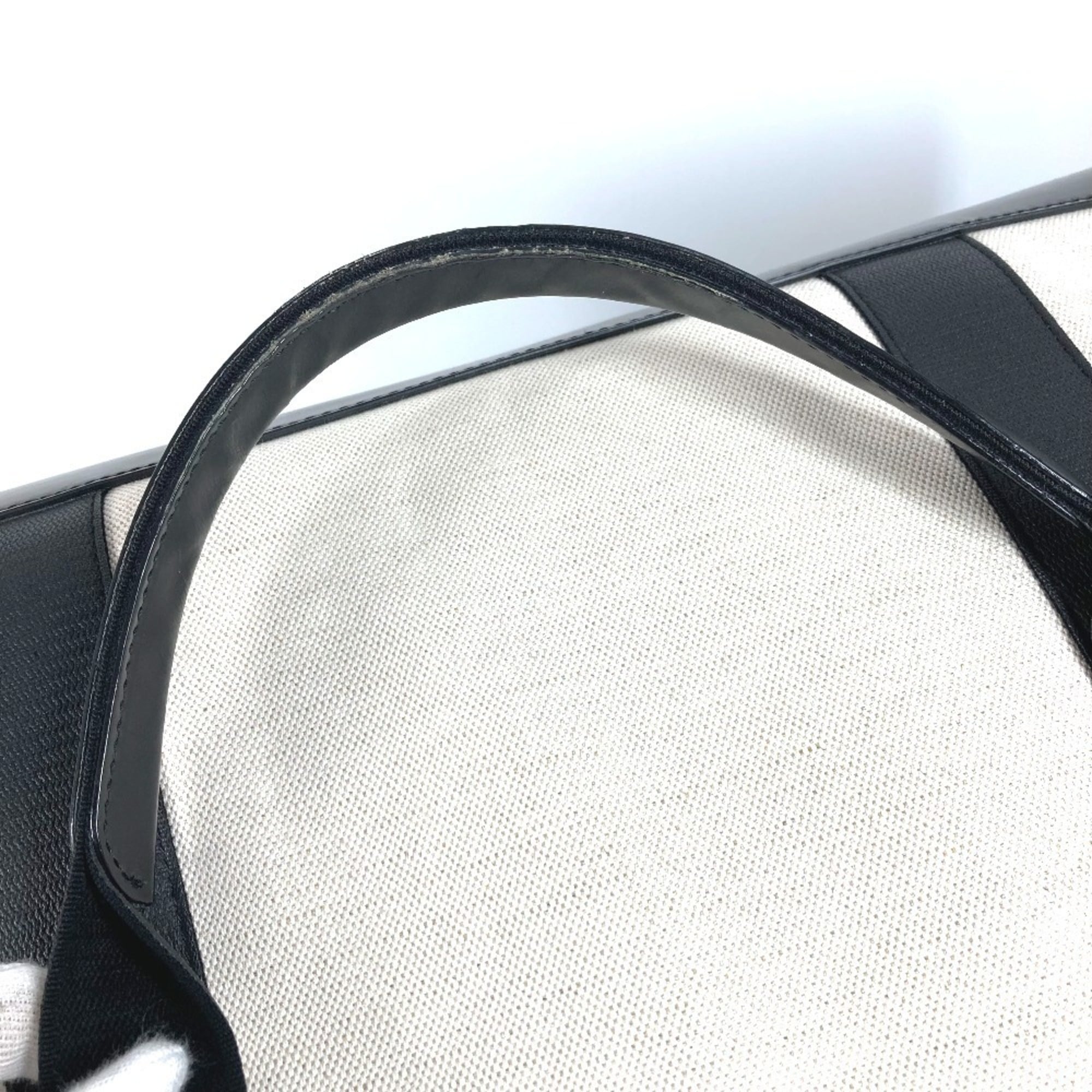 Balenciaga Black White Leather Canvas Boston Bag (Pre-Owned)