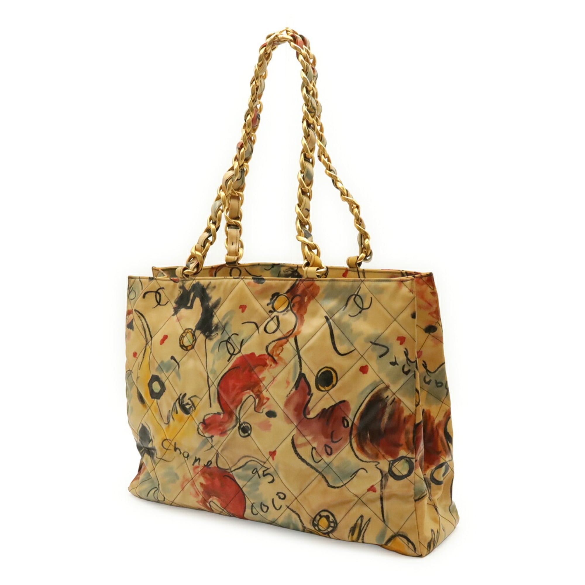 Chanel Multi-Color Yellow Coated Canvas Shoulder Bag (Pre-Owned)