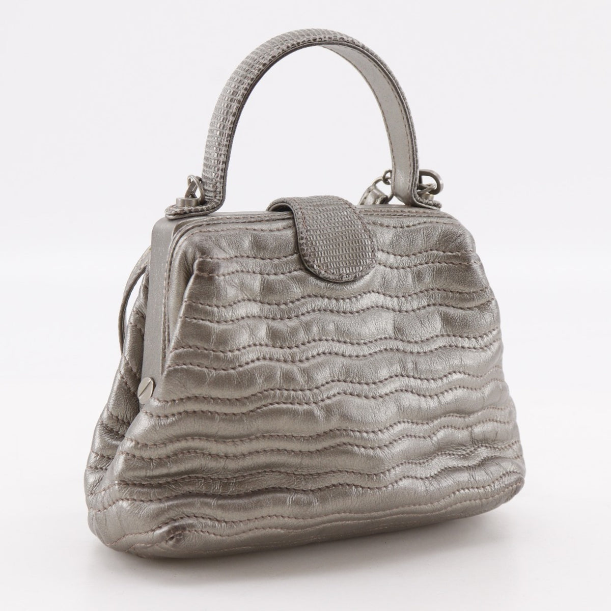 Bally Bronze Leather Handbag (Pre-Owned)
