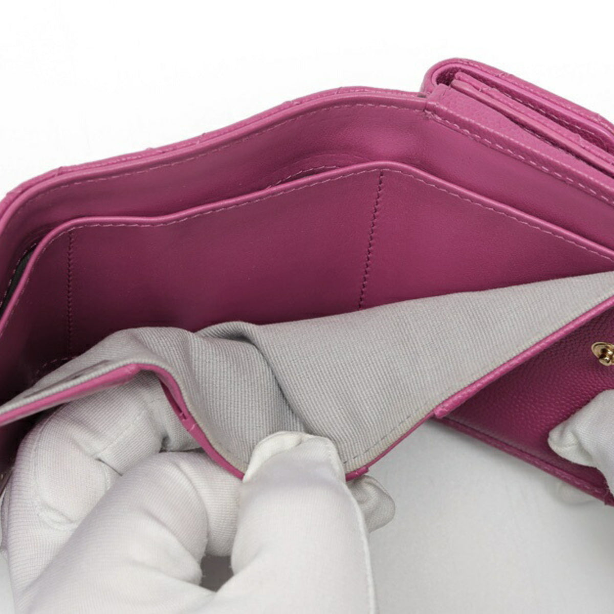 Chanel Purple Grained Calfskin Wallet (Tri-Fold) (Pre-Owned)
