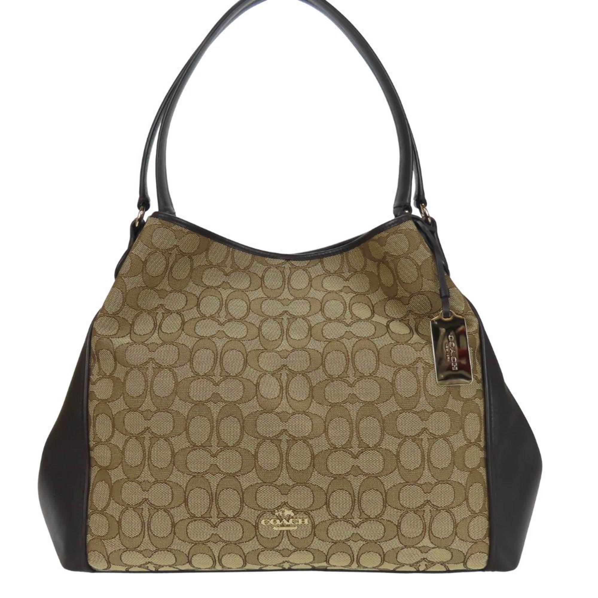 Coach Brown Dark Brown Canvas Leather Tote Bag (Pre-Owned)