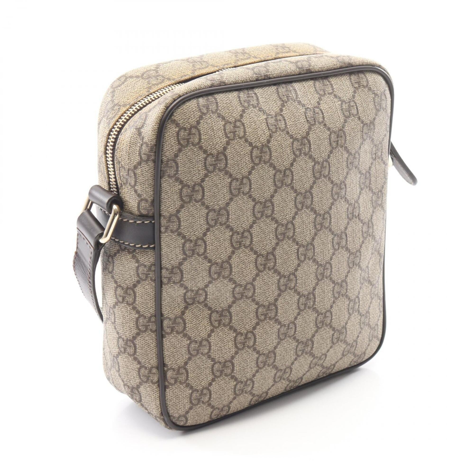 Gucci Beige Brown Gg Supreme Leather Shoulder Bag (Pre-Owned)