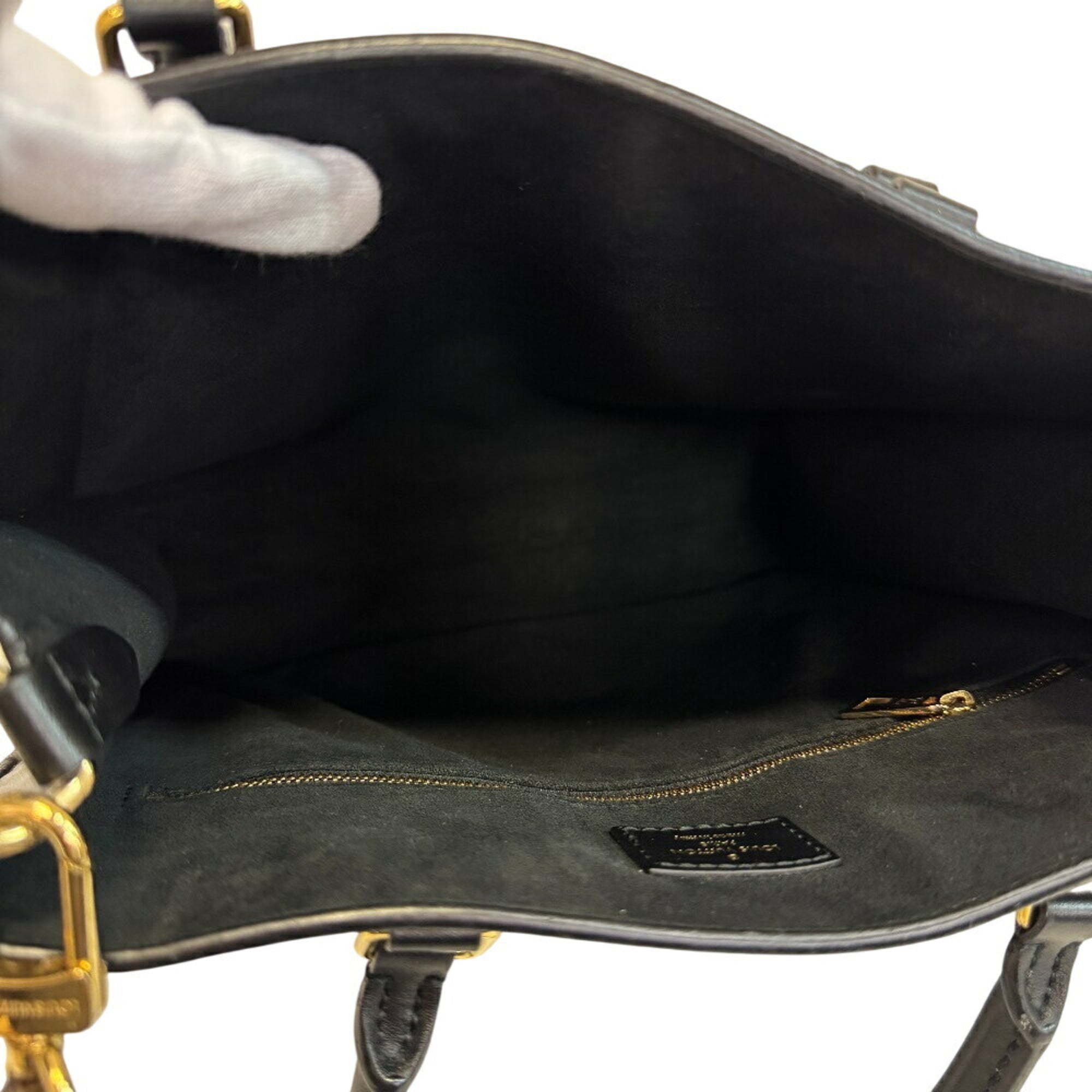 Louis Vuitton Black Leather Handbag Tote Bag (Pre-Owned)
