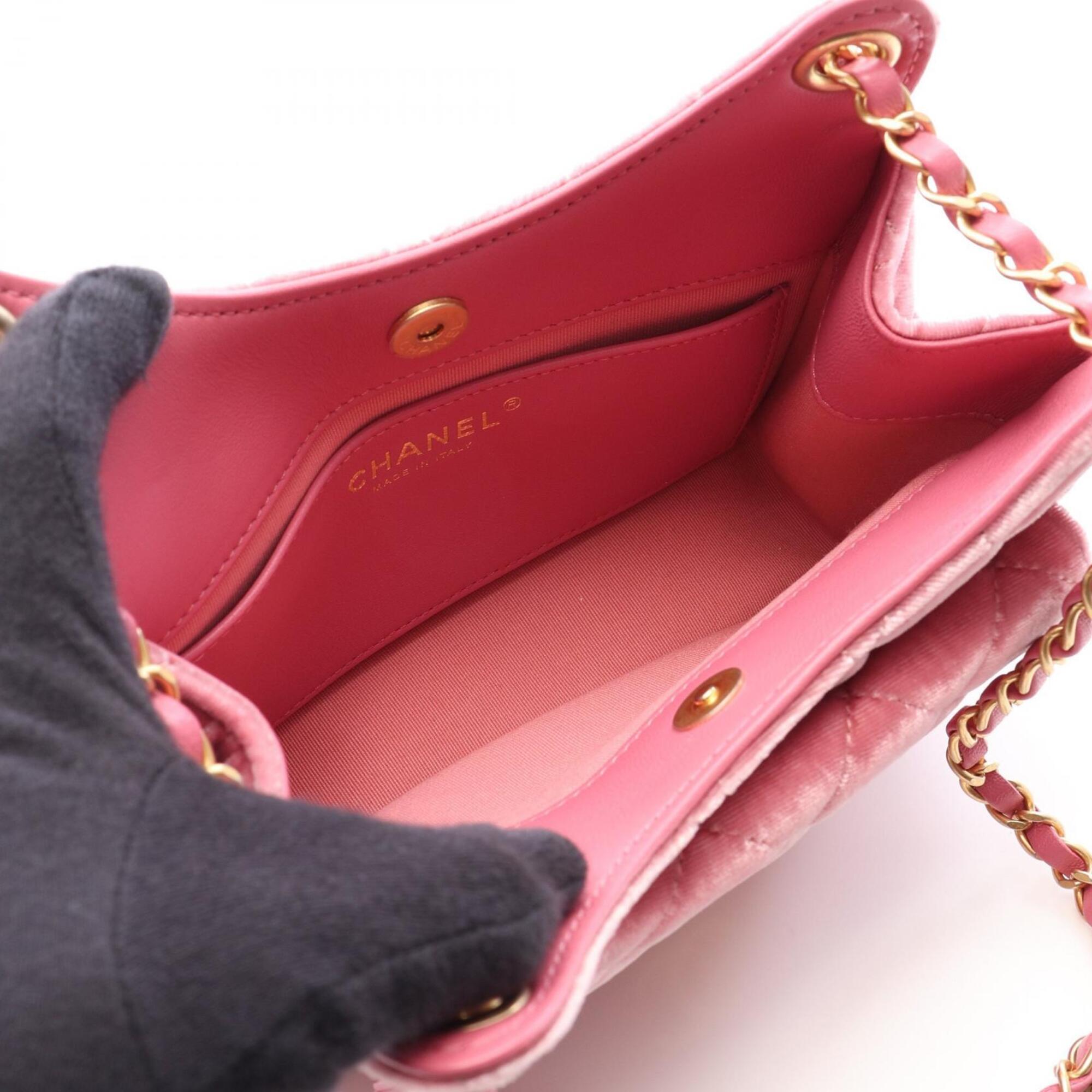 Chanel Pink Fabric Leather Handbag Shoulder Bag (Pre-Owned)