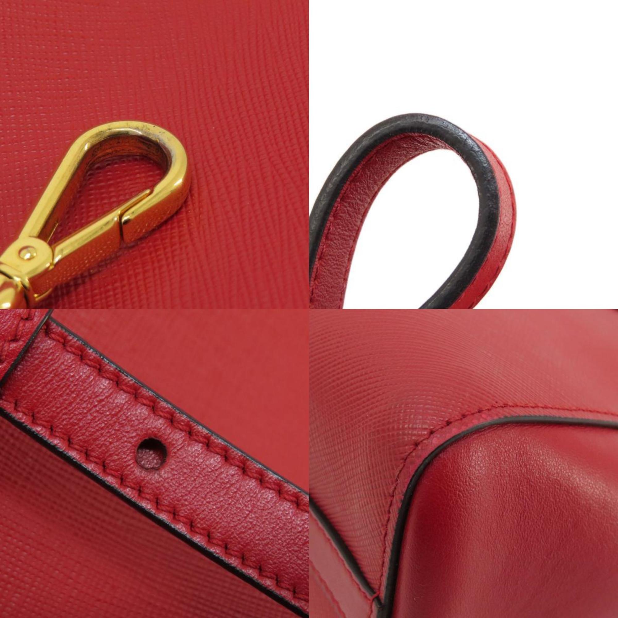 Prada Saffiano Red Color Leather Handbag (Pre-Owned)