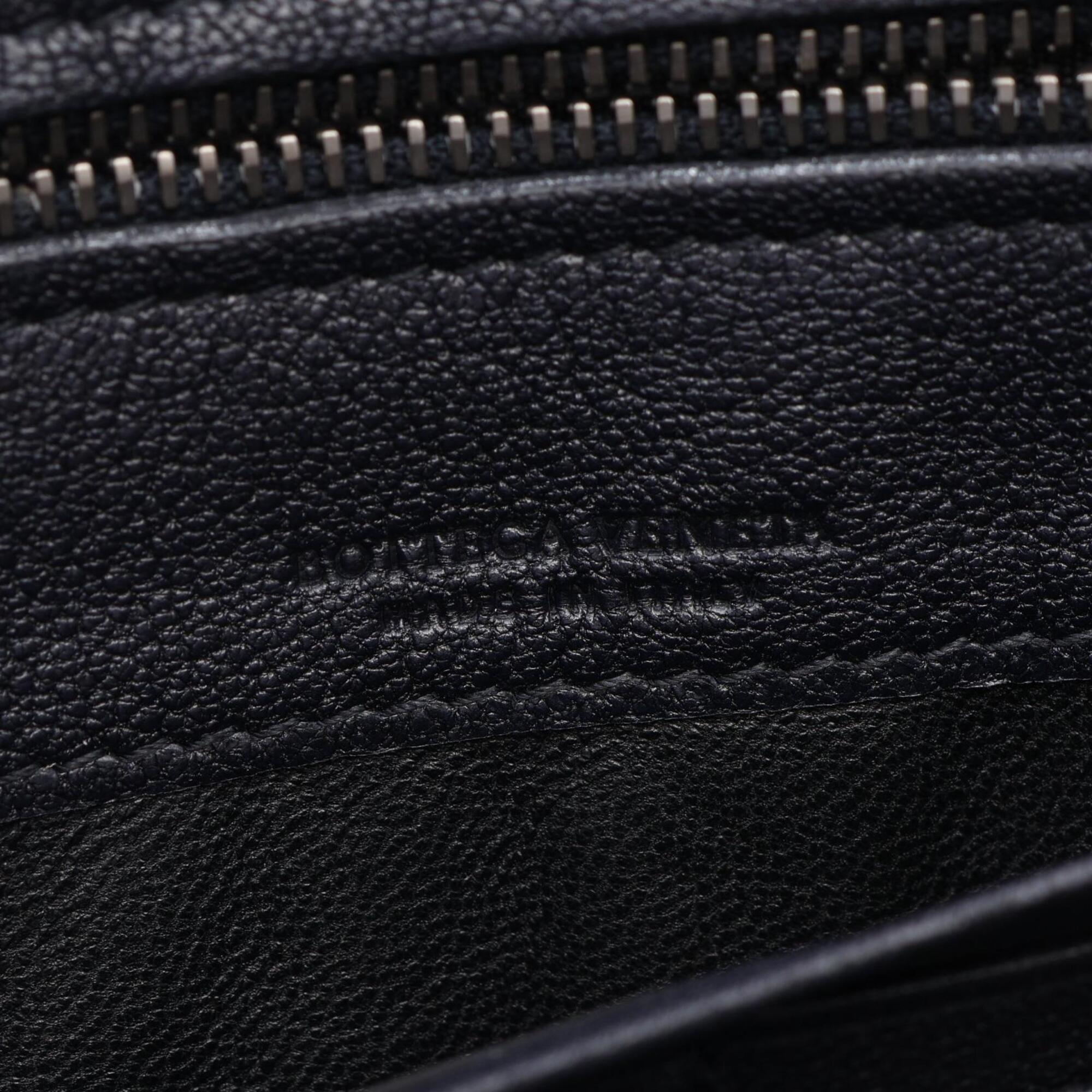 Bottega Veneta Black Blue Navy Intrecciato Long Wallet (Bi-Fold) (Pre-Owned)