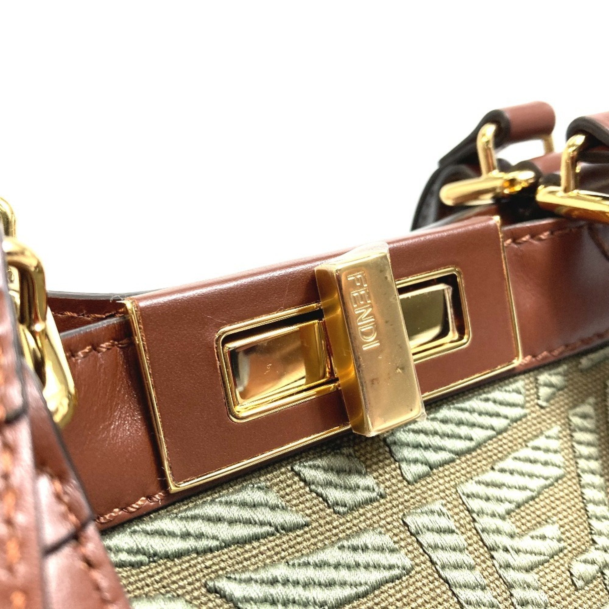 Fendi Green Cotton Shoulder Bag Tote Bag (Pre-Owned)