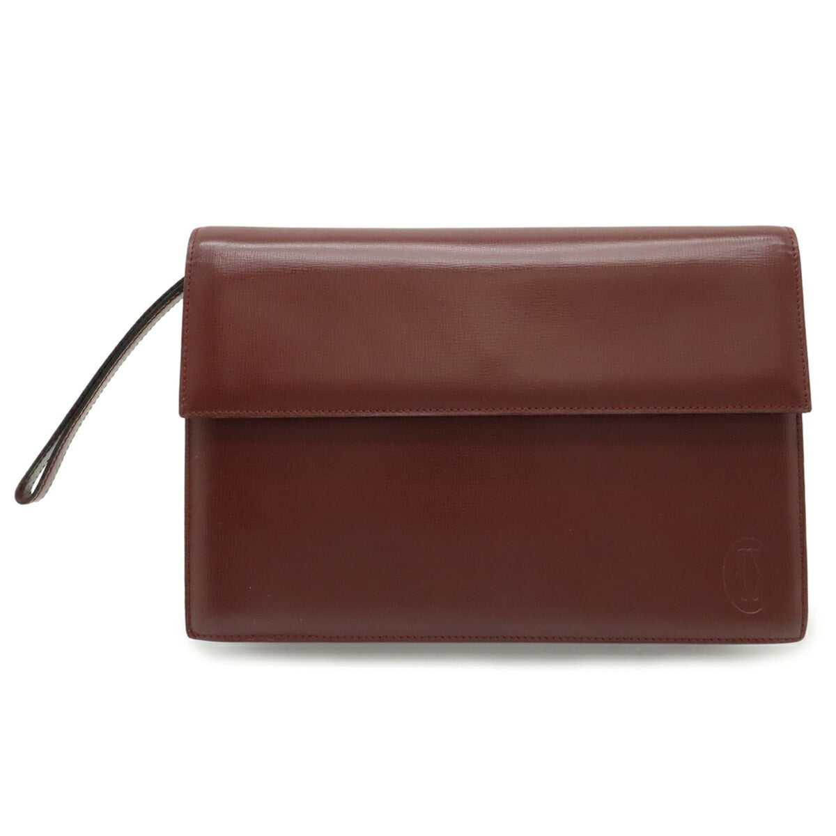 Cartier Bordeaux Red Color Leather Clutch Bag (Pre-Owned)
