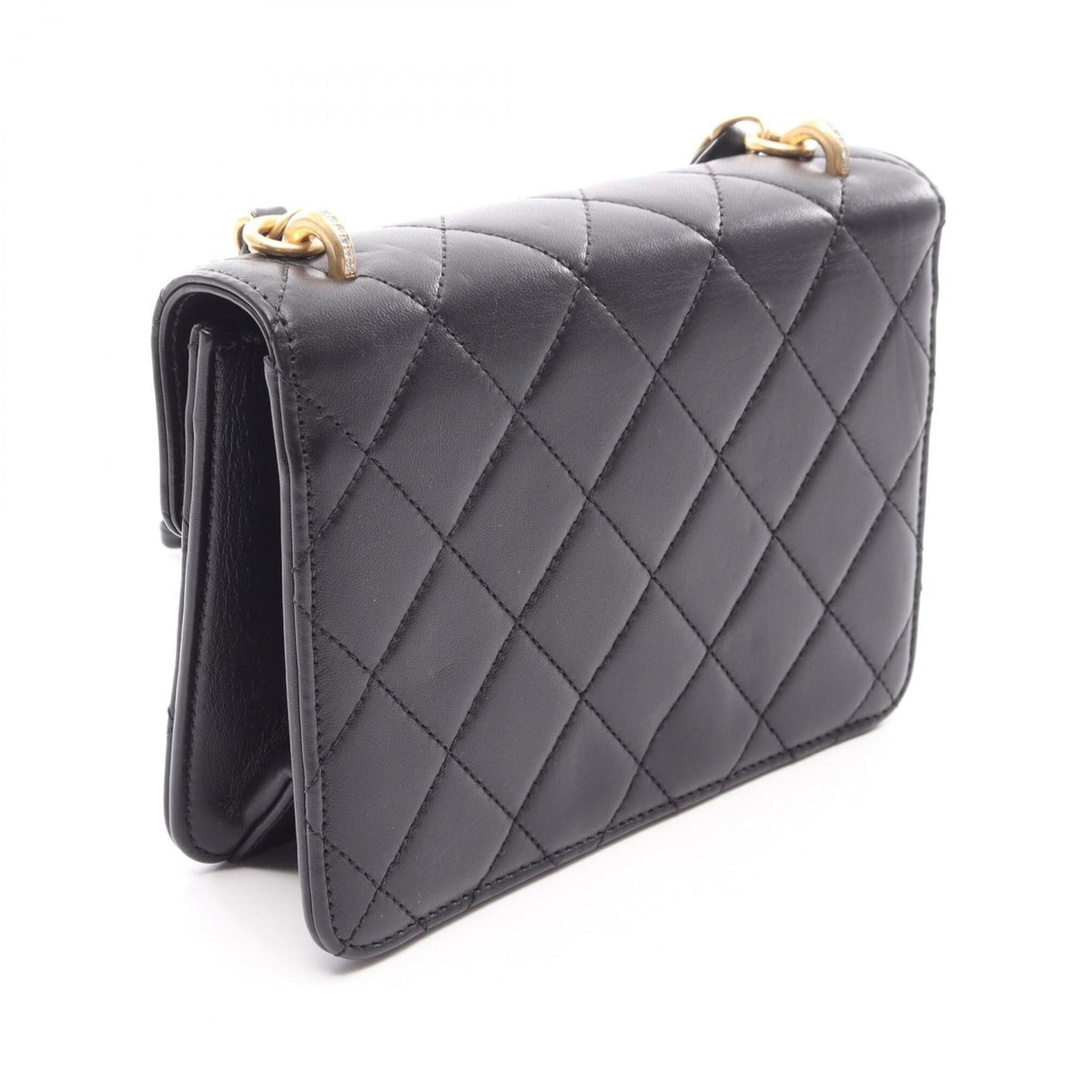 Chanel Black Leather Handbag Shoulder Bag (Pre-Owned)