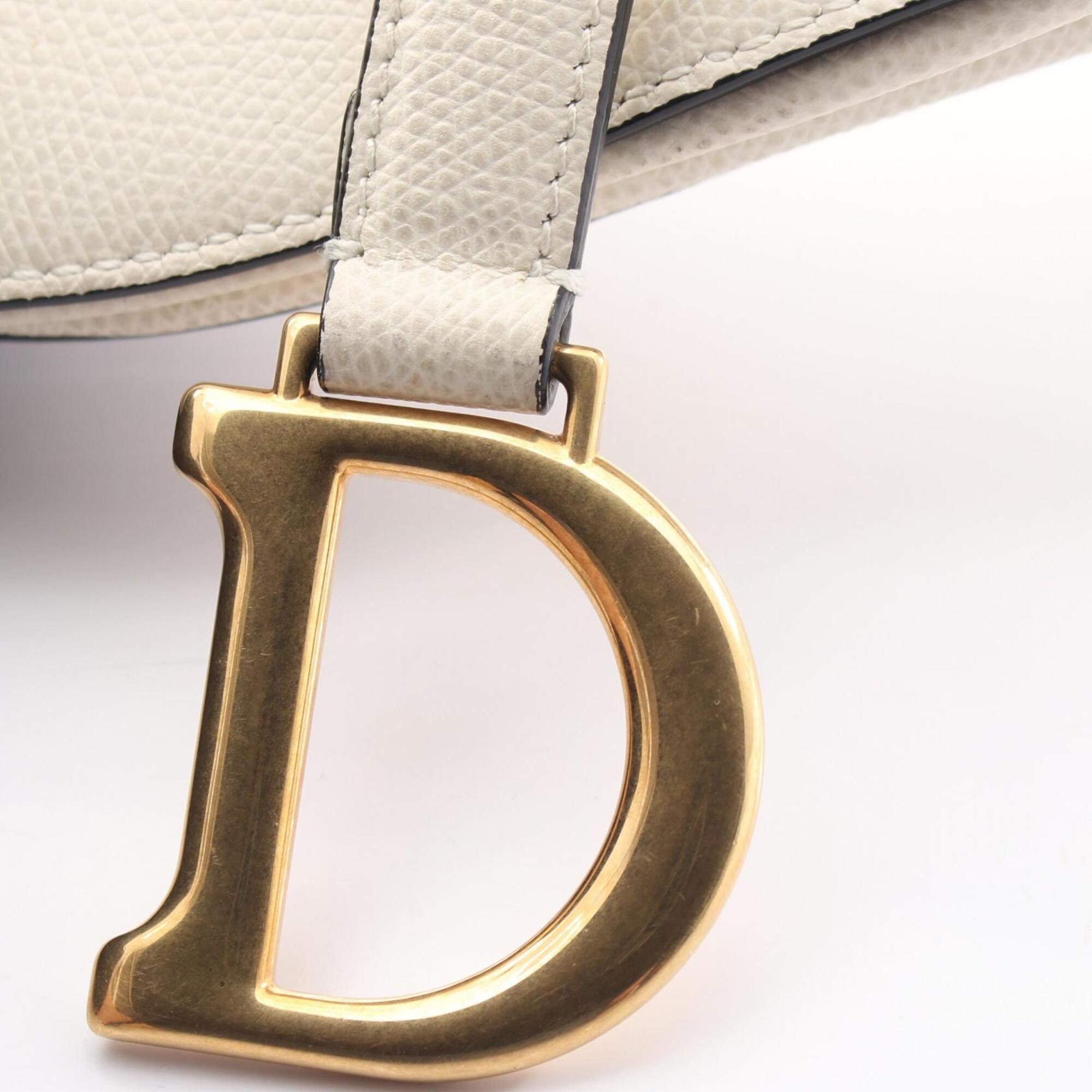 Christian Dior White Leather Handbag Saddle Bag (Pre-Owned)