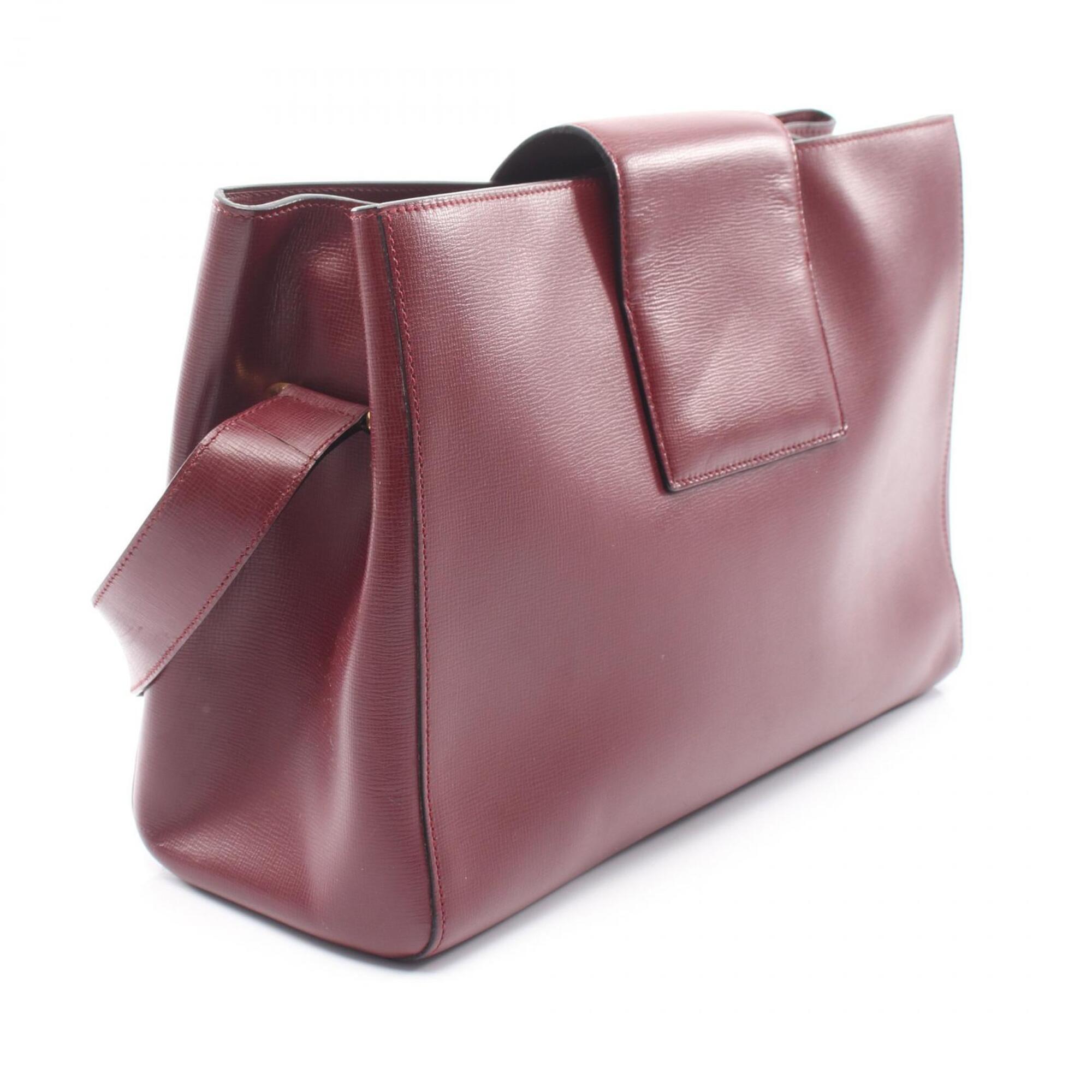 Cartier Bordeaux Leather Handbag Shoulder Bag (Pre-Owned)