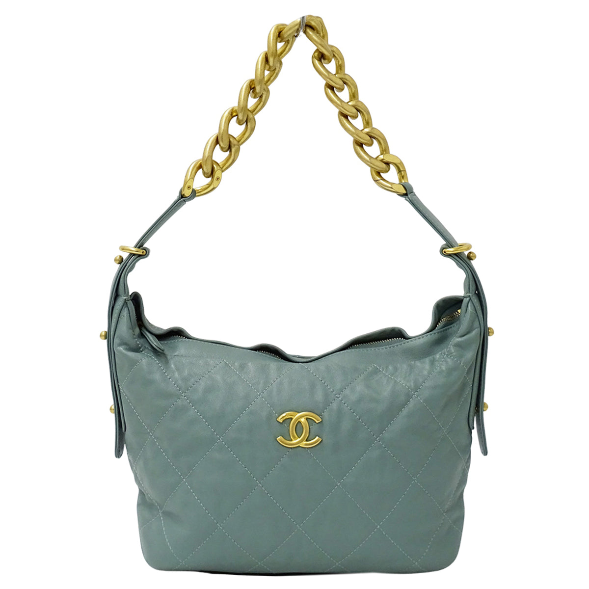 Chanel Green Leather Handbag Shoulder Bag (Pre-Owned)