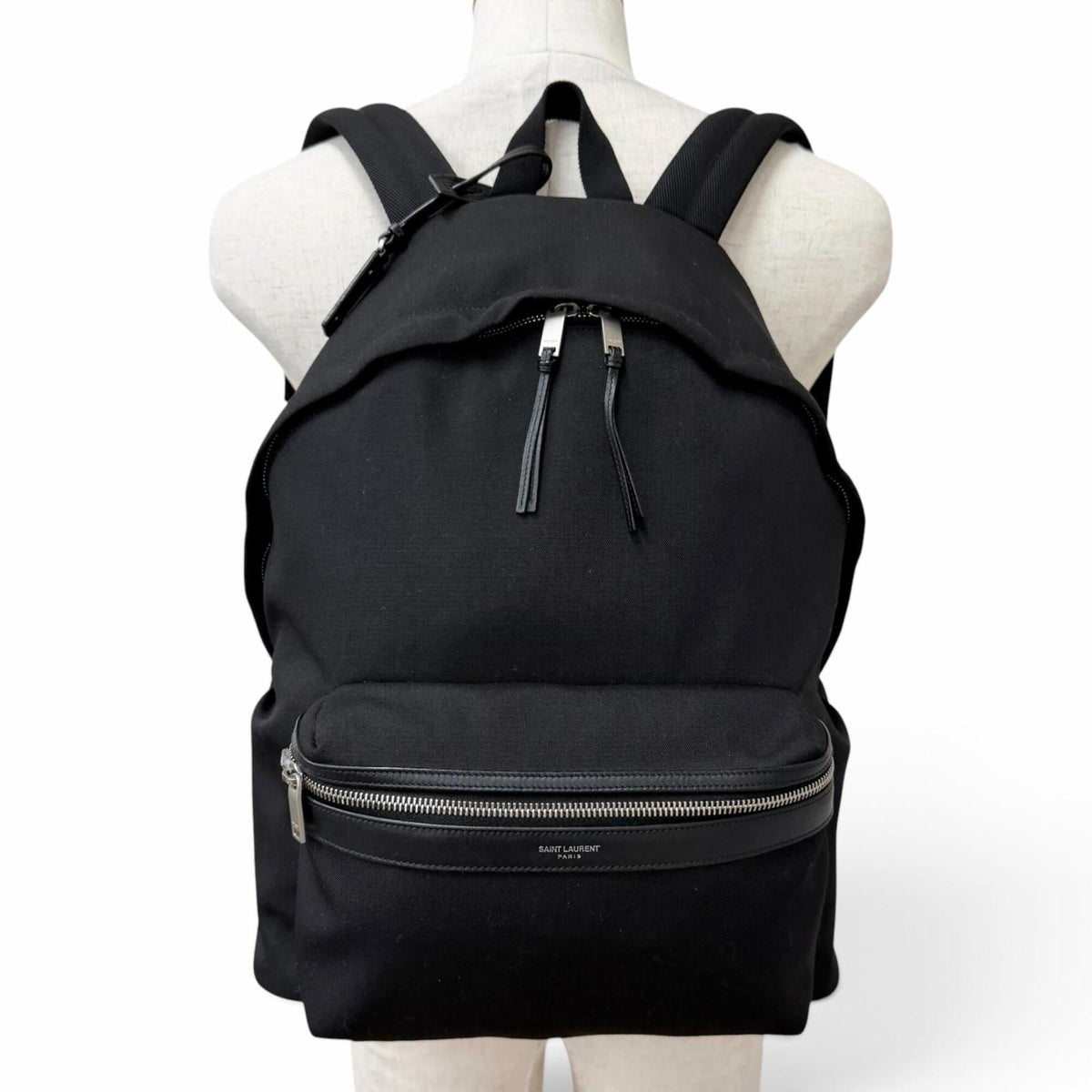 Saint Laurent Black Canvas Leather Backpack (Pre-Owned)
