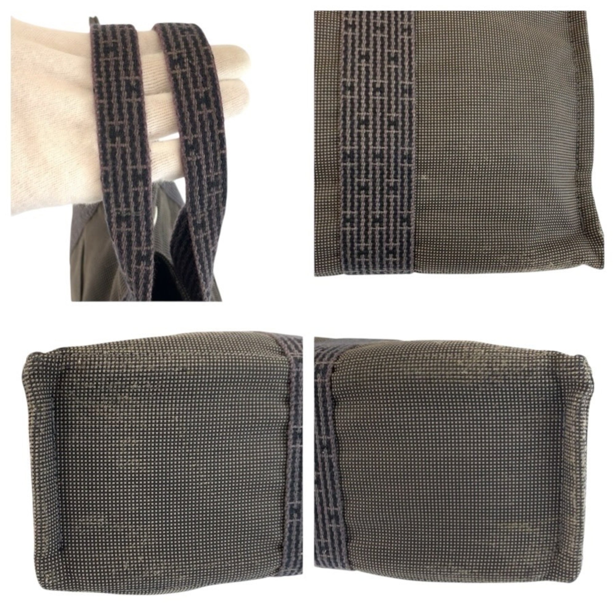 Hermes Gray Polyamide Polyester Handbag Tote Bag (Pre-Owned)