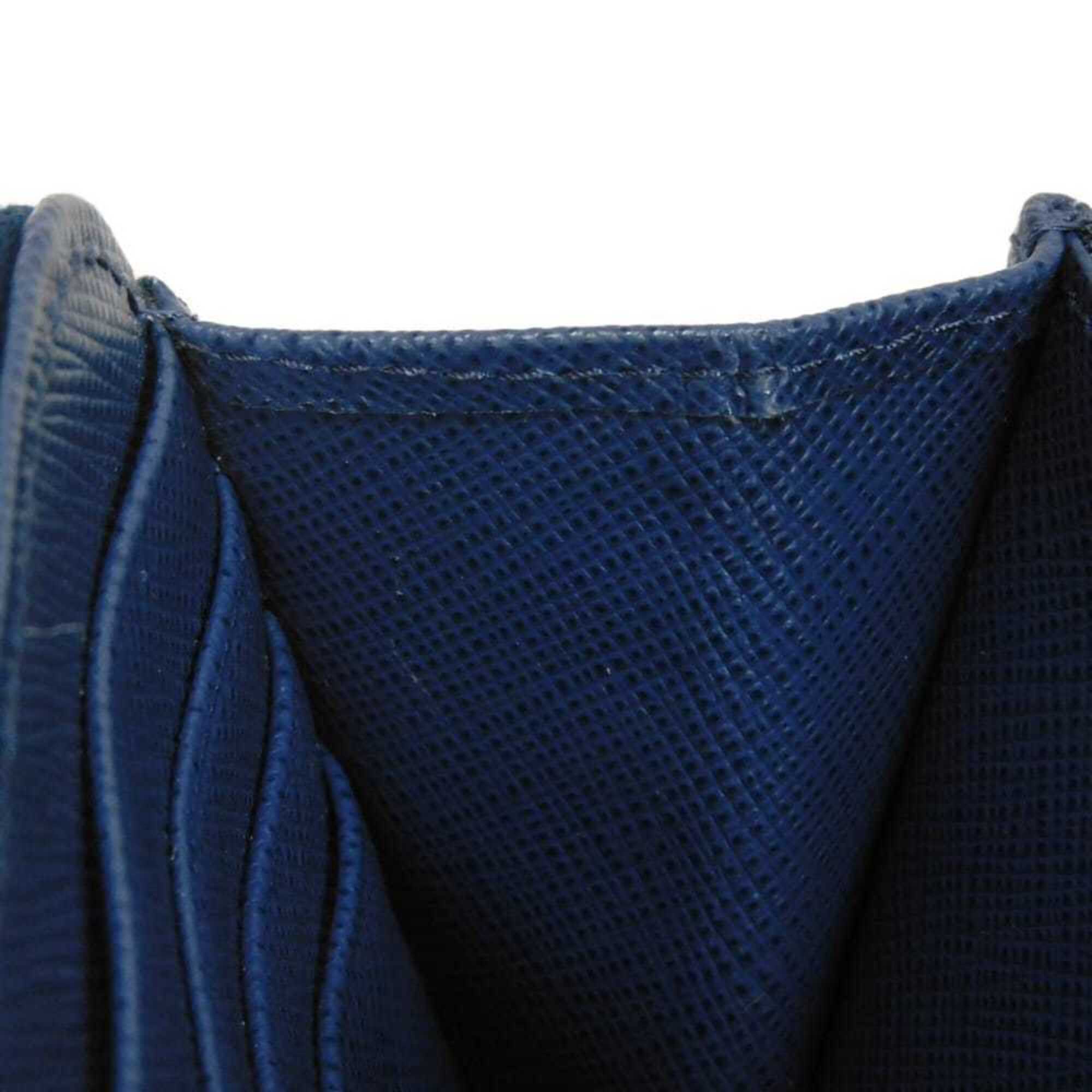 Prada Blue Saffiano Long Wallet (Bi-Fold) (Pre-Owned)