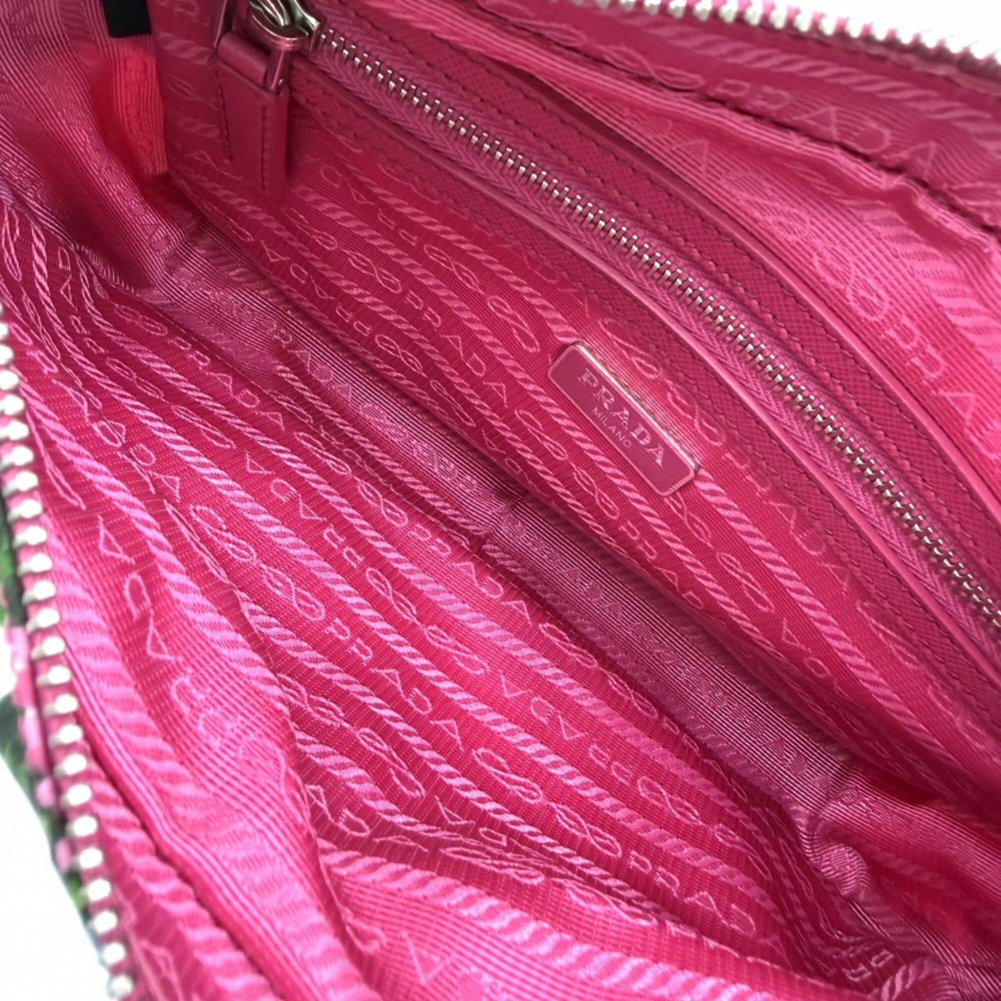 Prada Pink Nylon Leather Pochette Shoulder Bag (Pre-Owned)