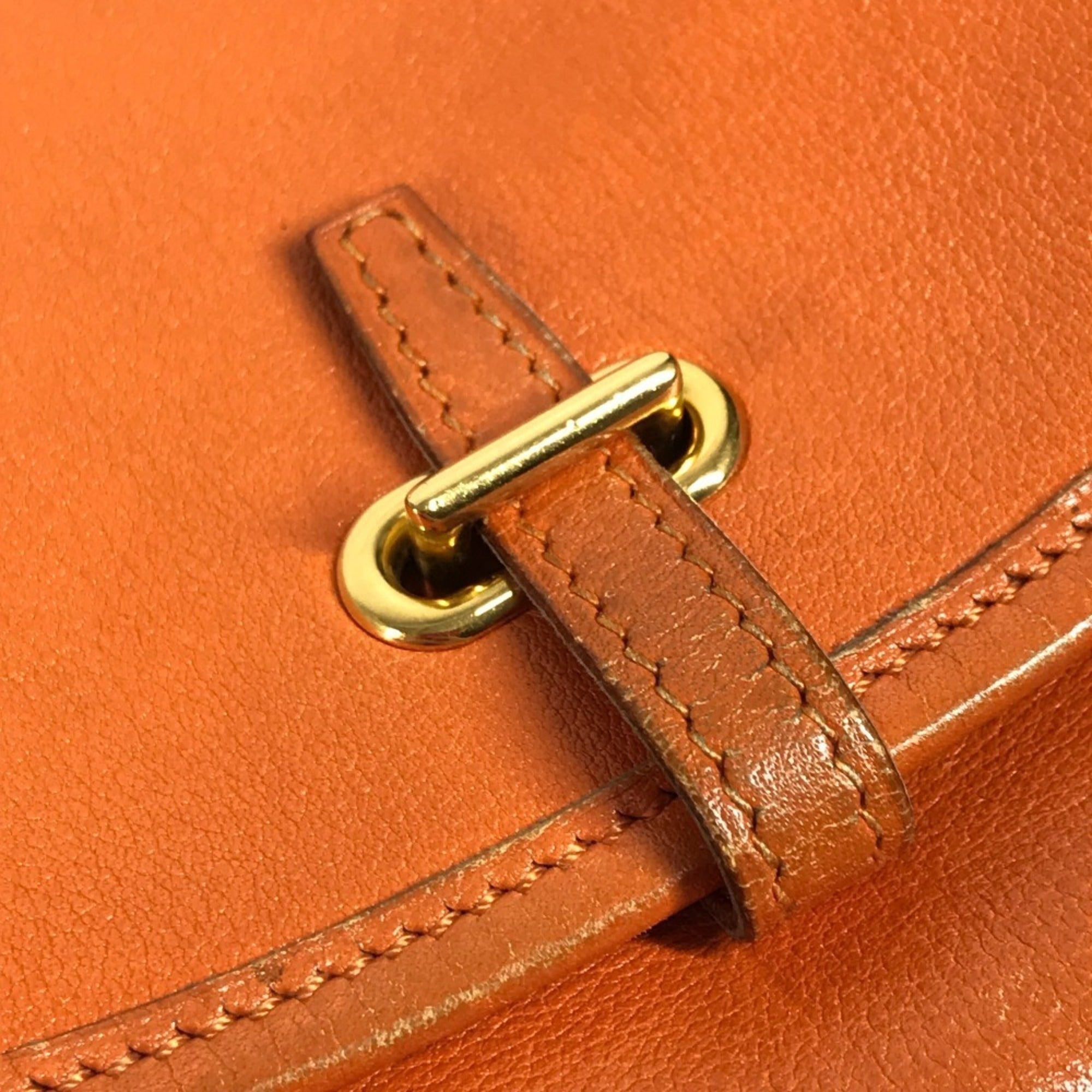 Hermes Orange Leather Pochette Shoulder Bag (Pre-Owned)