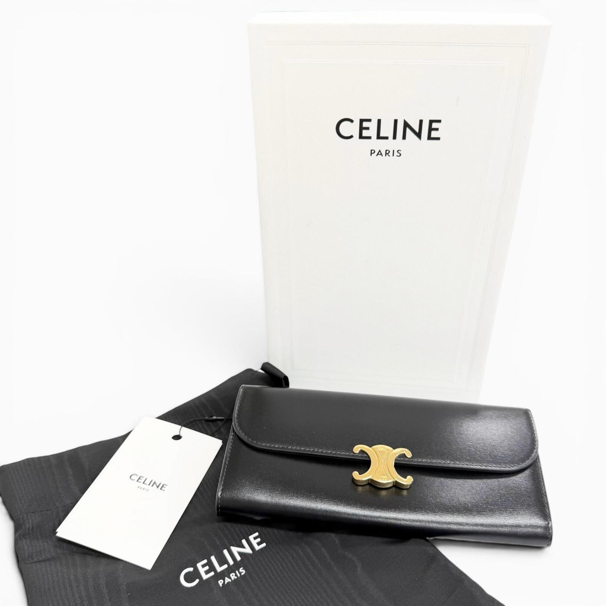 Celine Black Leather Long Wallet (Bi-Fold) (Pre-Owned)