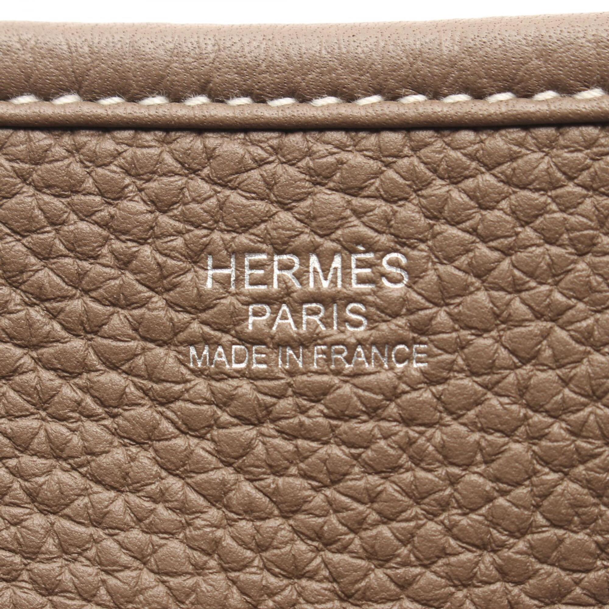 Hermes Etoupe Gray Taurillon Clemence Leather Handbag Shoulder Bag (Pre-Owned)