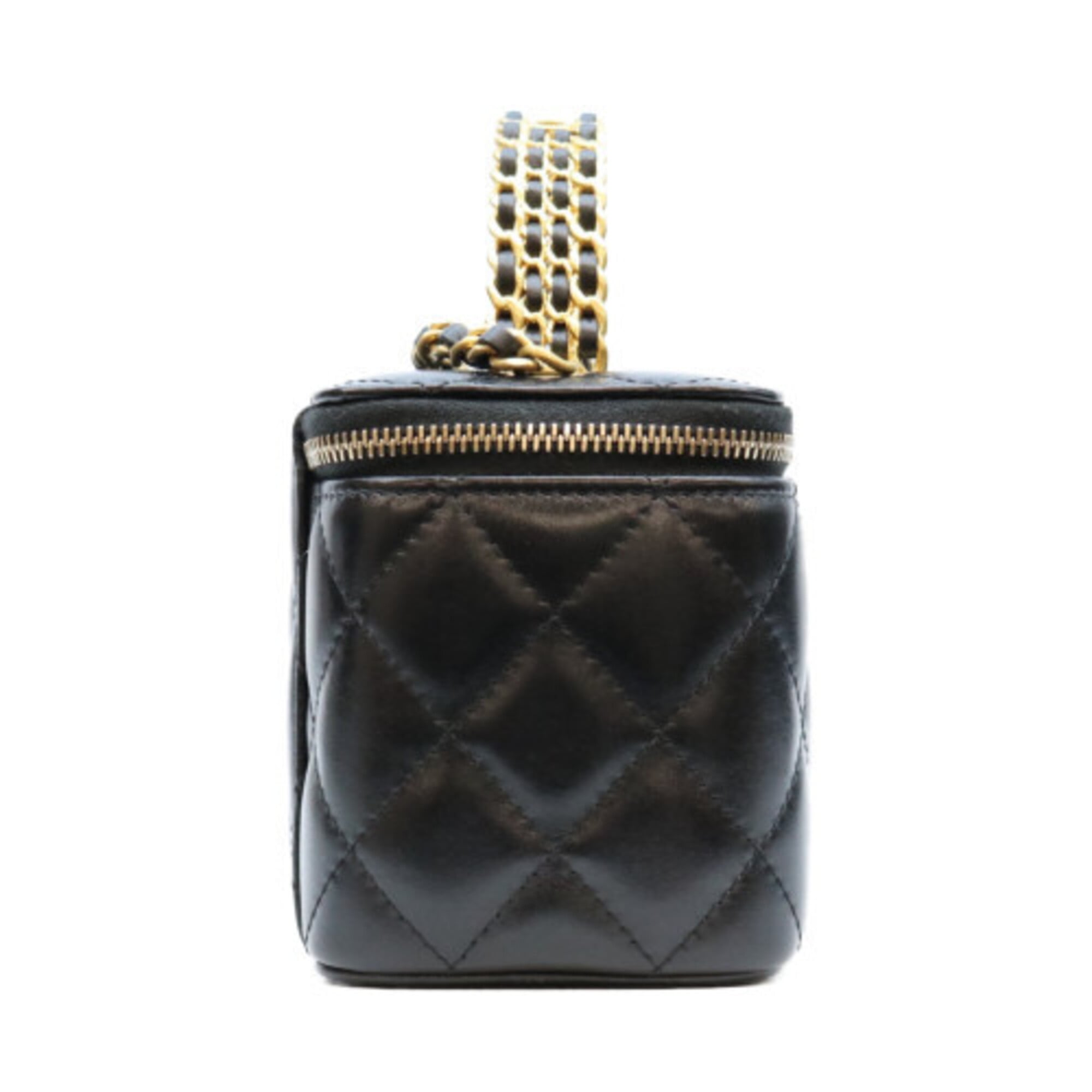 Chanel Black Leather Shoulder Bag Vanity Bag (Pre-Owned)