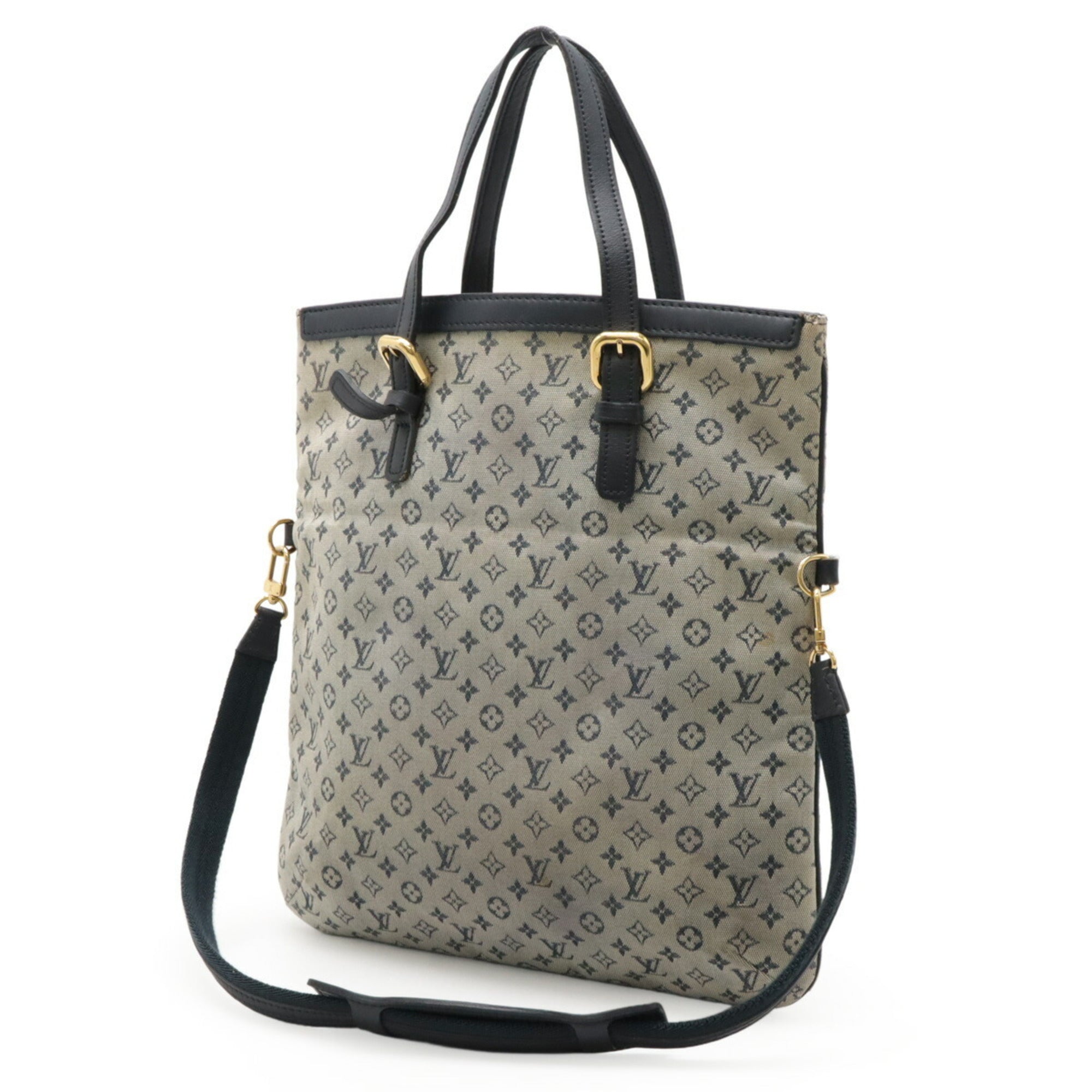 Louis Vuitton Blue Canvas Leather Handbag Shoulder Bag Tote Bag (Pre-Owned)