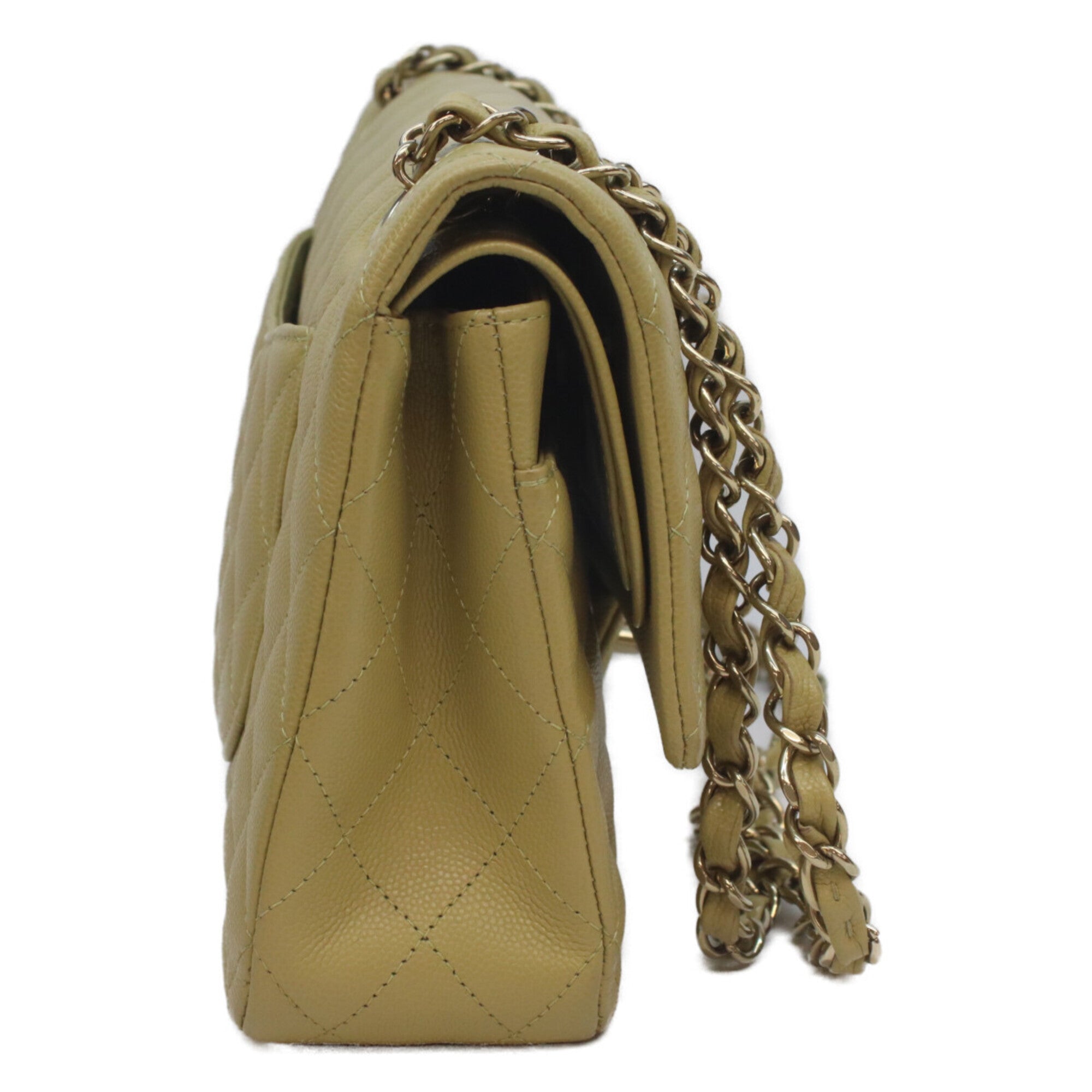 Chanel Green Grained Calfskin Shoulder Bag (Pre-Owned)