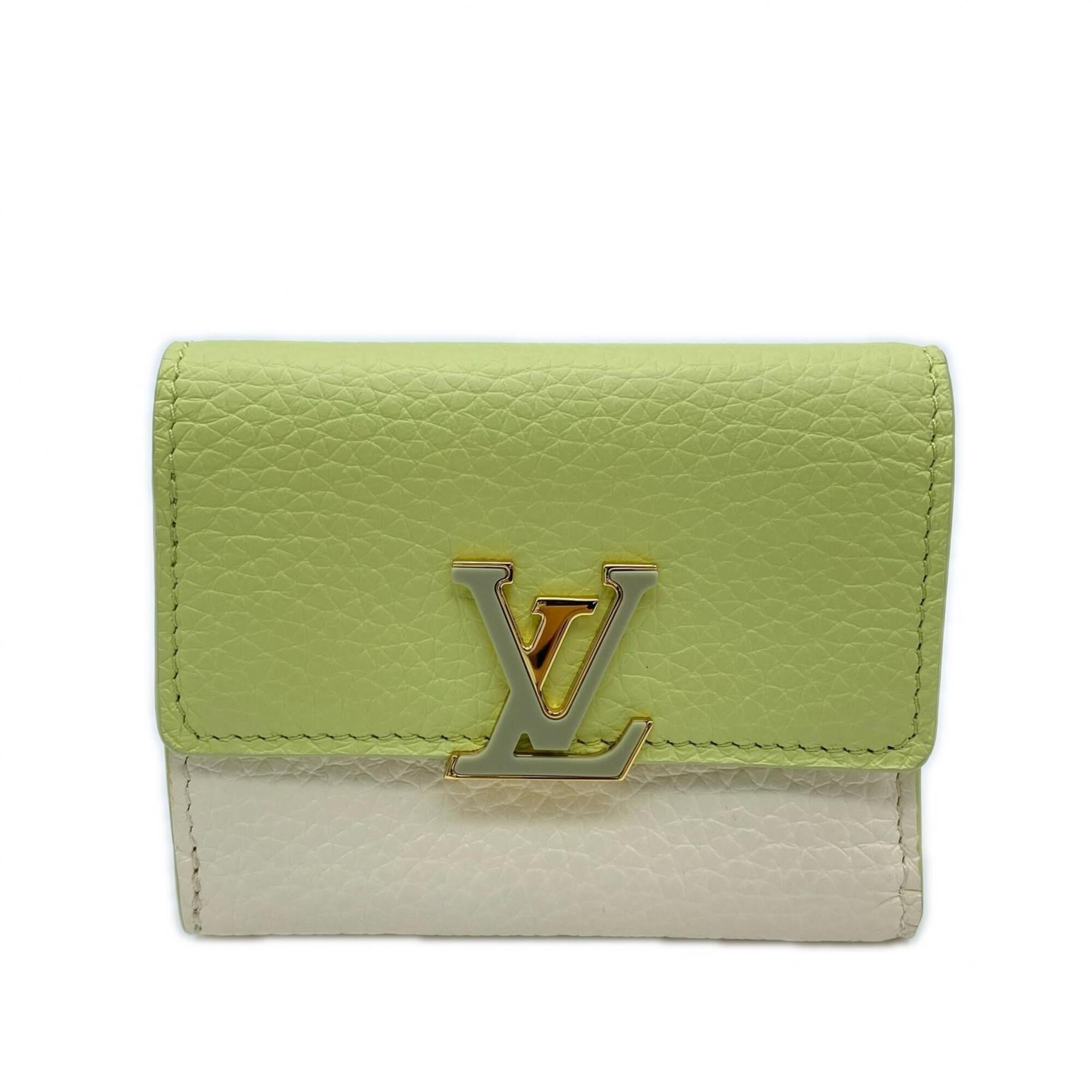 Louis Vuitton Green White Leather Wallet (Tri-Fold) (Pre-Owned)