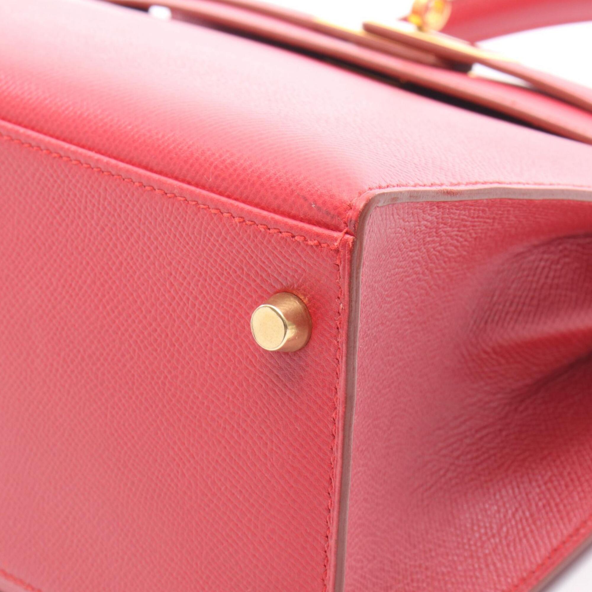 Hermes Red Color Rouge Vif Courchevel Leather Leather Handbag (Pre-Owned)