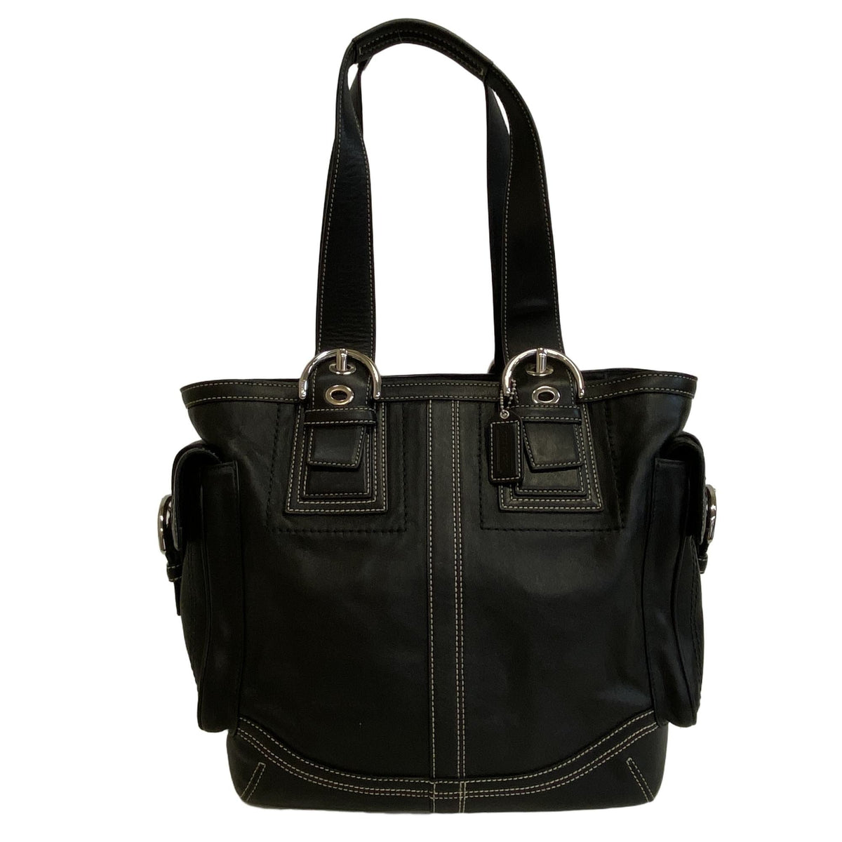 Coach Black Leather Handbag Tote Bag (Pre-Owned)