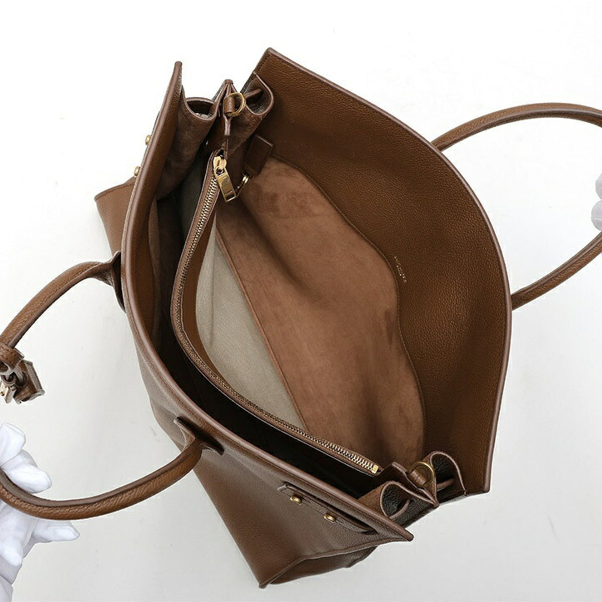 Saint Laurent Brown White Leather Pouch (Pre-Owned)