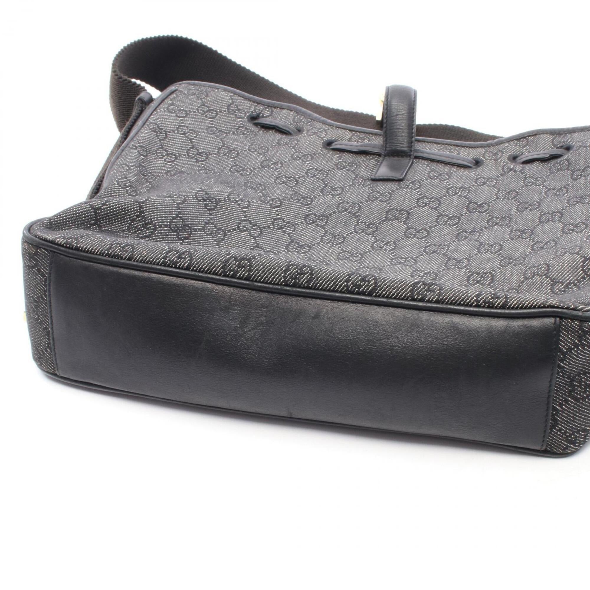 Gucci Black Denim Leather Shoulder Bag (Pre-Owned)